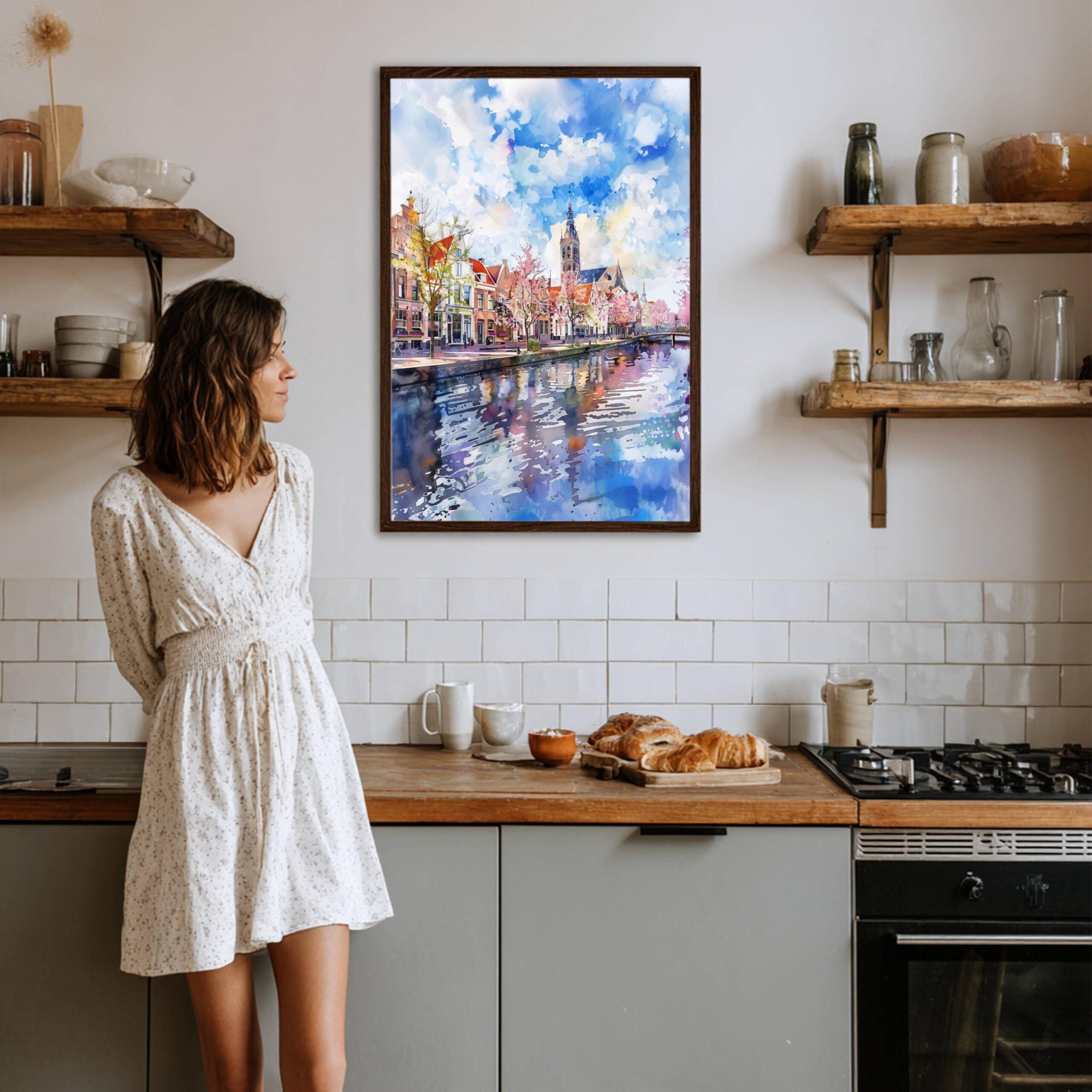 Delft The Netherlands (Holland) Europe Watercolor Print: Travel Art Poster - Image 8