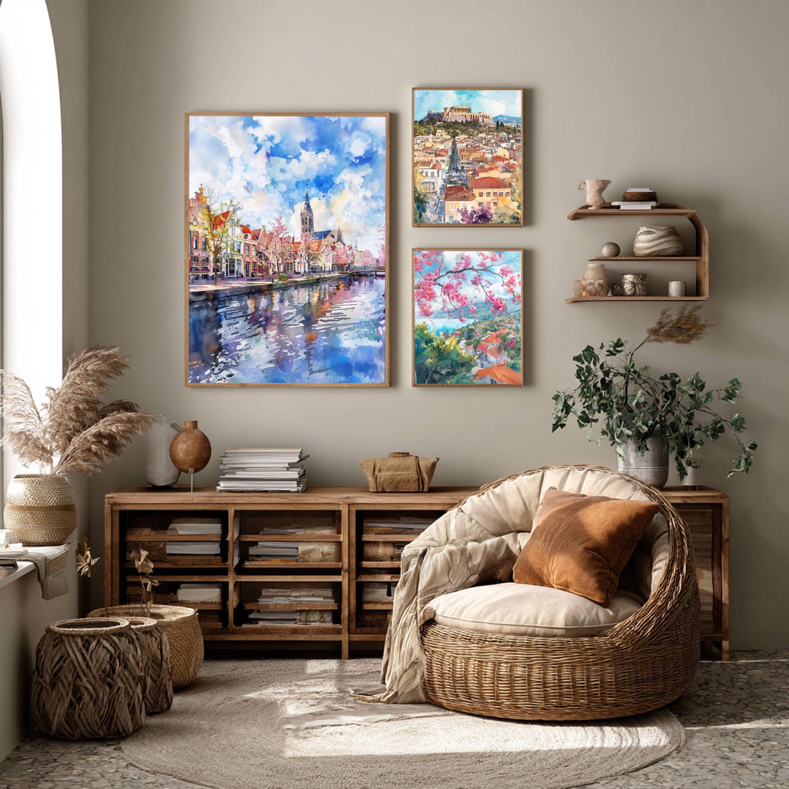 Delft The Netherlands (Holland) Europe Watercolor Print: Travel Art Poster - Image 2