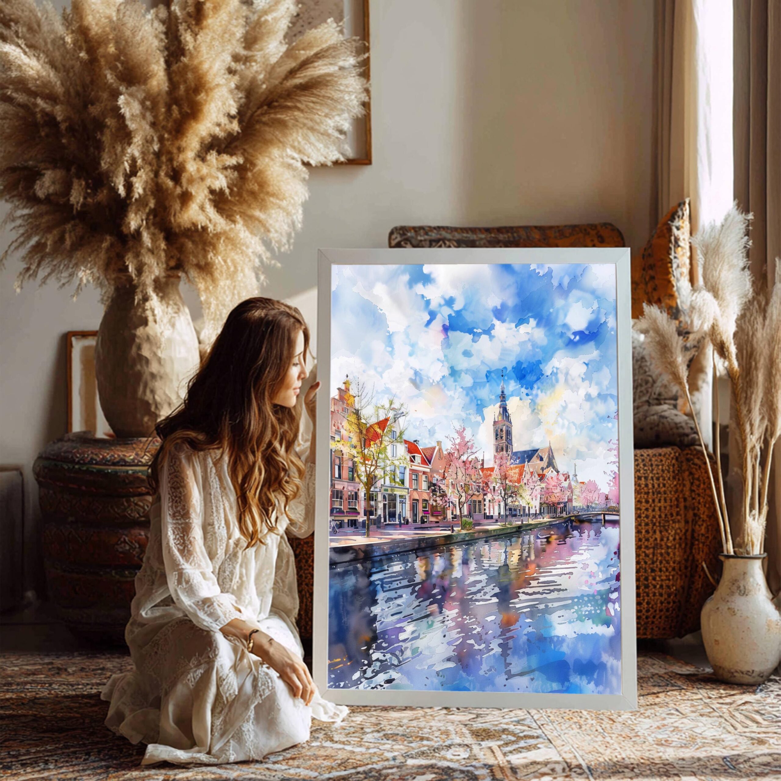Delft The Netherlands (Holland) Europe Watercolor Print: Travel Art Poster - Image 7