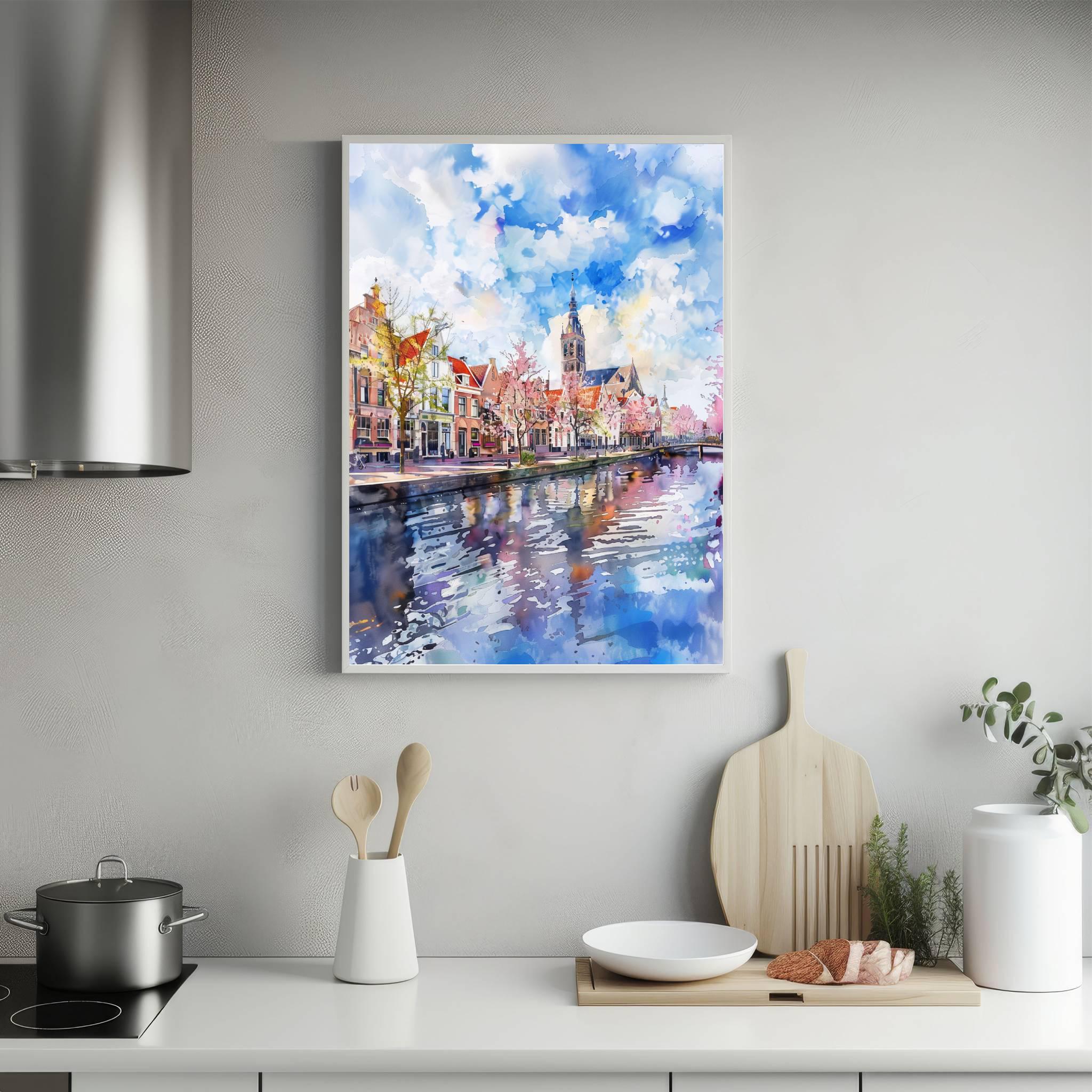 Delft The Netherlands (Holland) Europe Watercolor Print: Travel Art Poster - Image 5