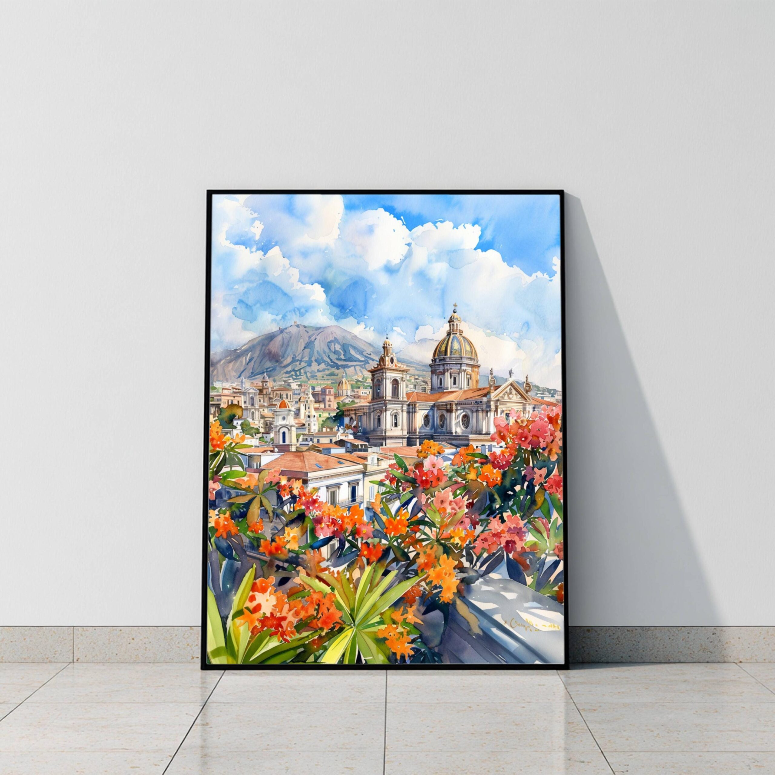 Catania Sicily Italy Europe Watercolor Print: Travel Art Poster - Image 10