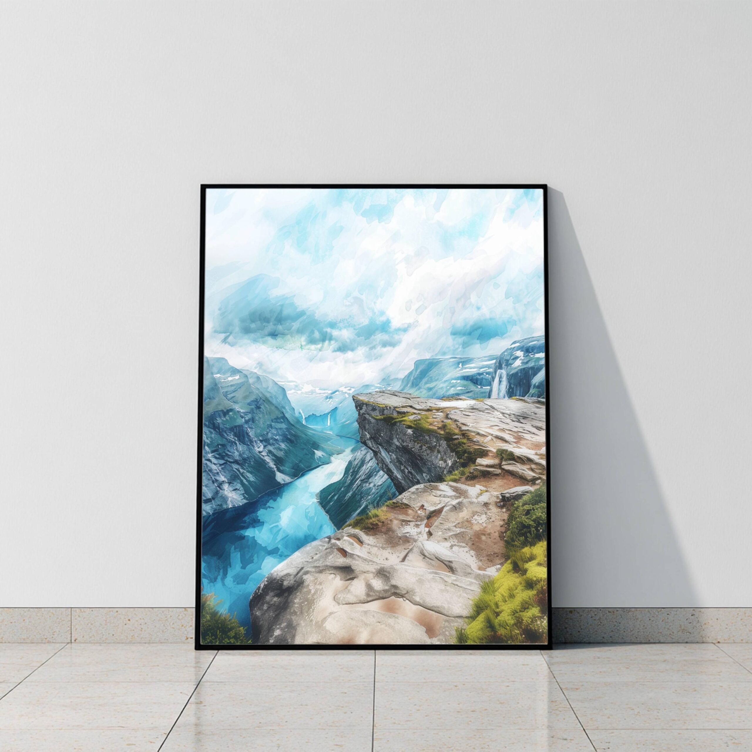 Trolltunga Norway Scandinavia Watercolor Print: Europe Travel Art Poster - Image 10