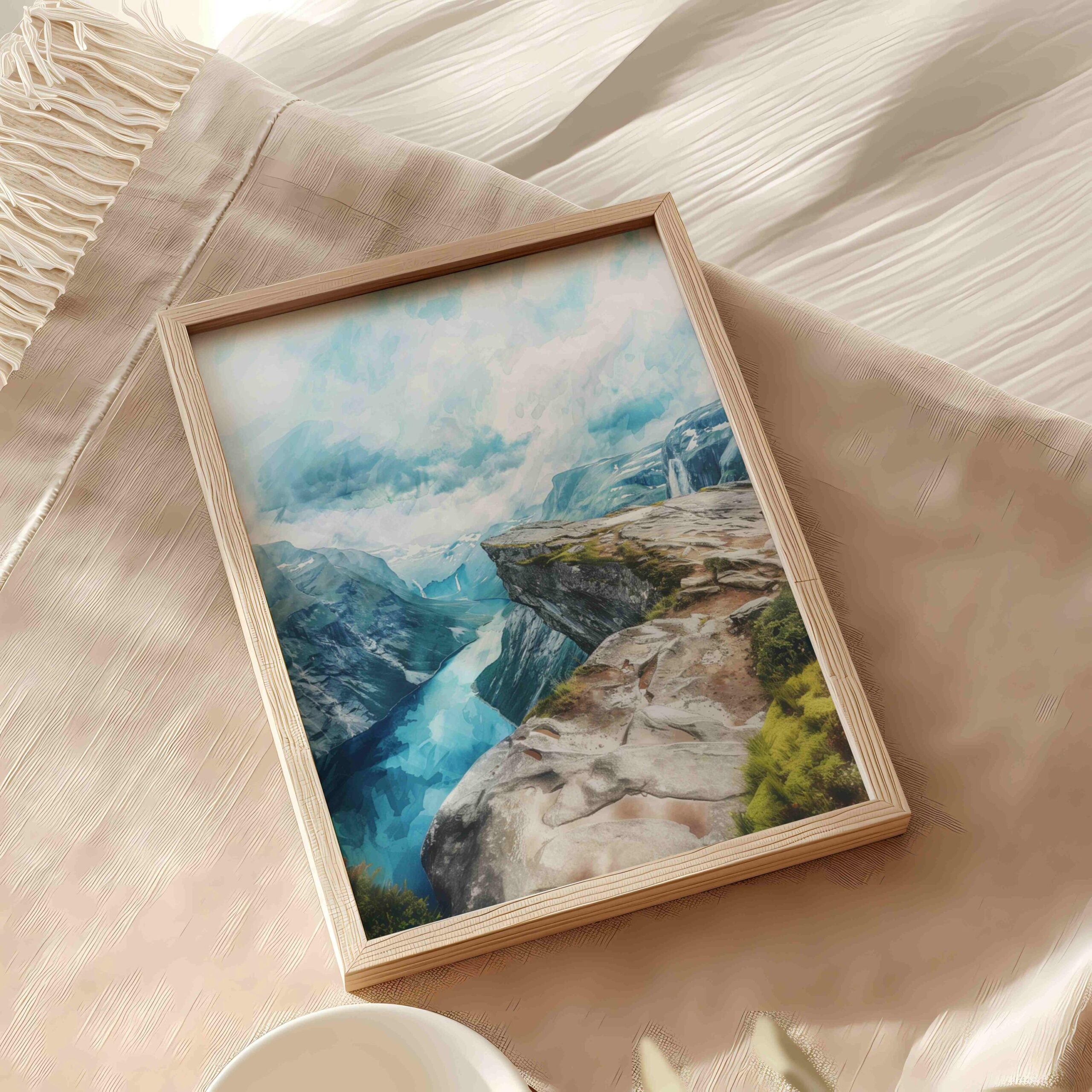 Trolltunga Norway Scandinavia Watercolor Print: Europe Travel Art Poster - Image 6