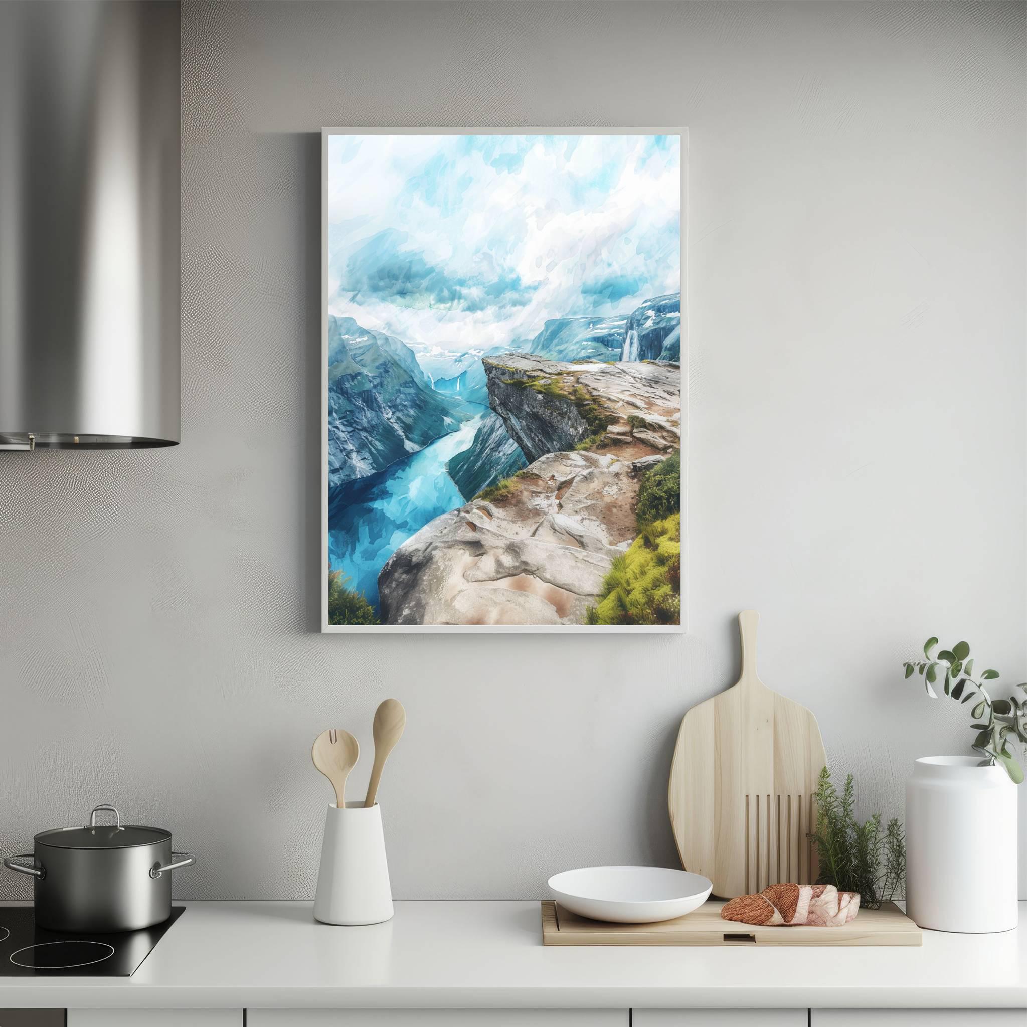 Trolltunga Norway Scandinavia Watercolor Print: Europe Travel Art Poster - Image 5