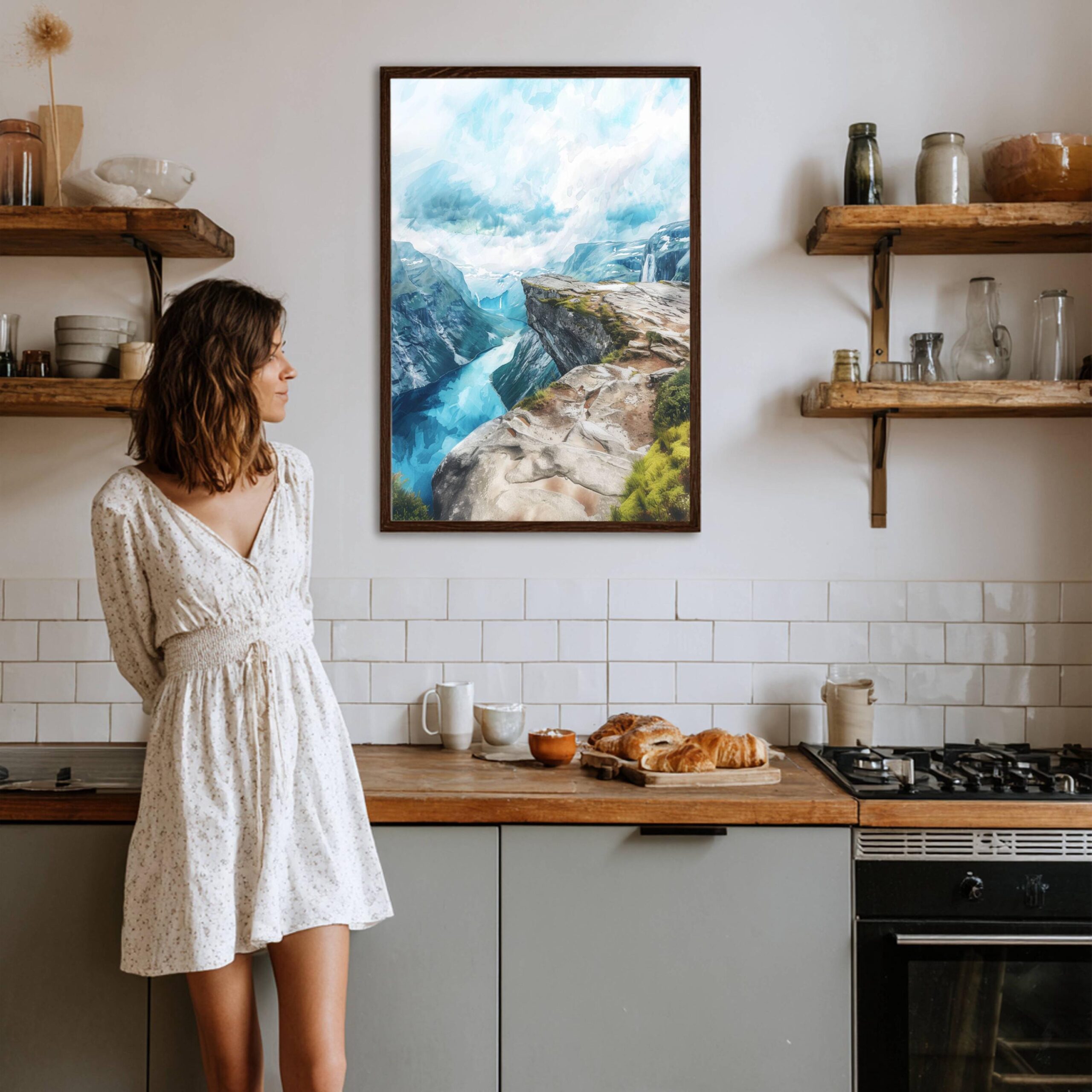 Trolltunga Norway Scandinavia Watercolor Print: Europe Travel Art Poster - Image 8