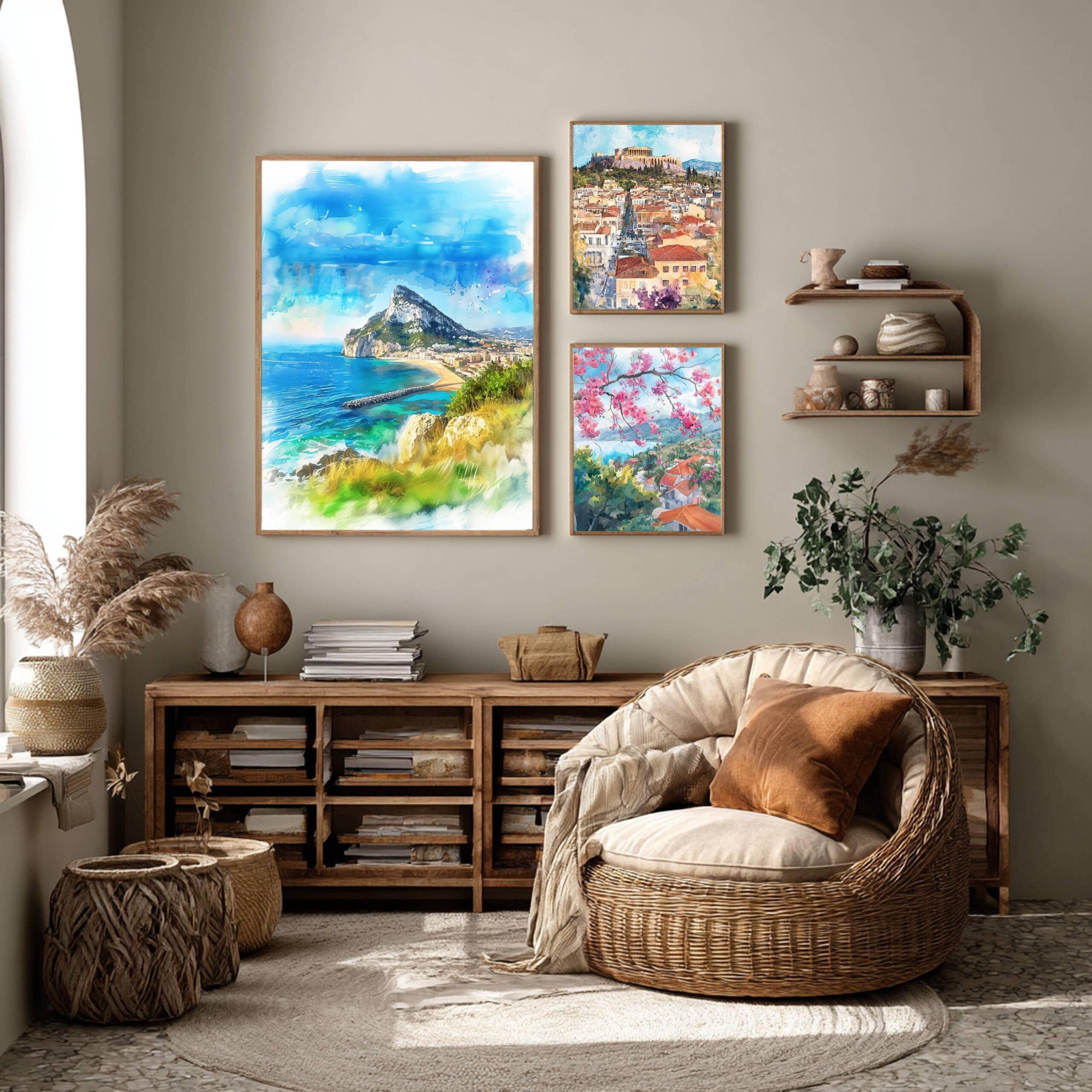 Gibraltar British Overseas Territory Watercolor Print: Travel Art Poster - Image 2