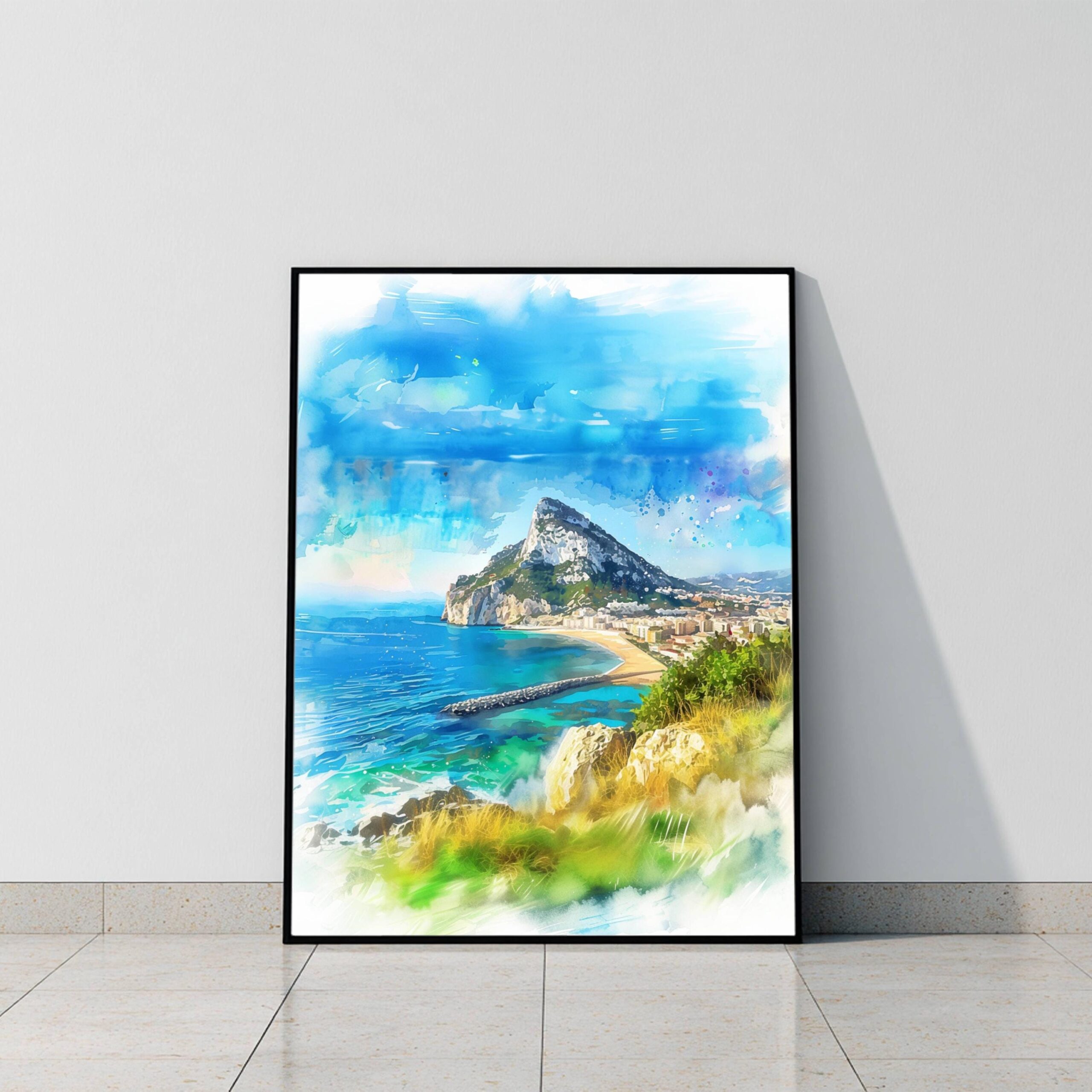 Gibraltar British Overseas Territory Watercolor Print: Travel Art Poster - Image 10