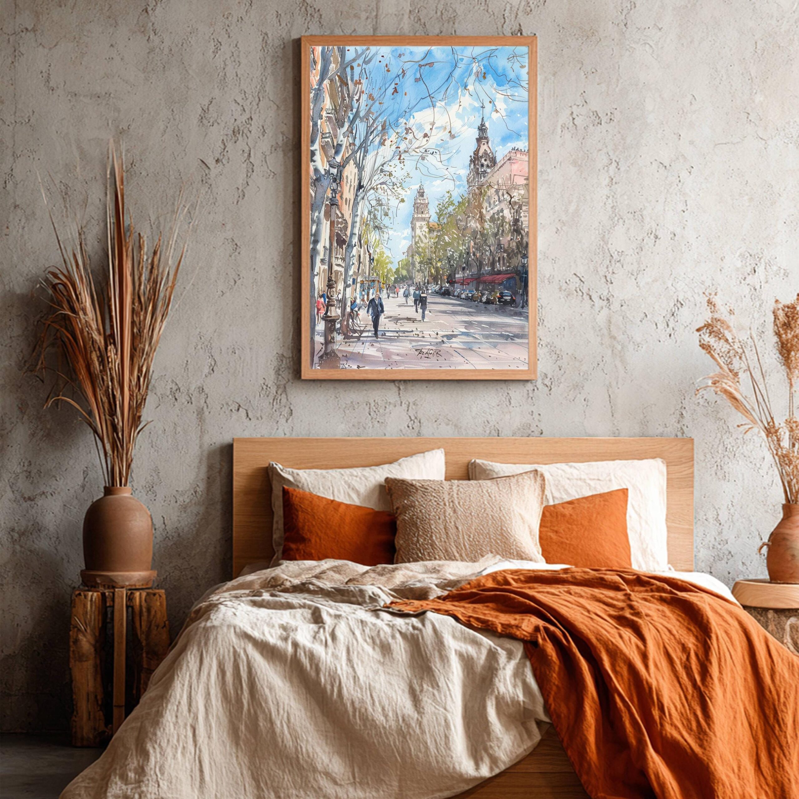 La Rambla Barcelona Spain Watercolor Print: Spanish Travel Art Poster - Image 5