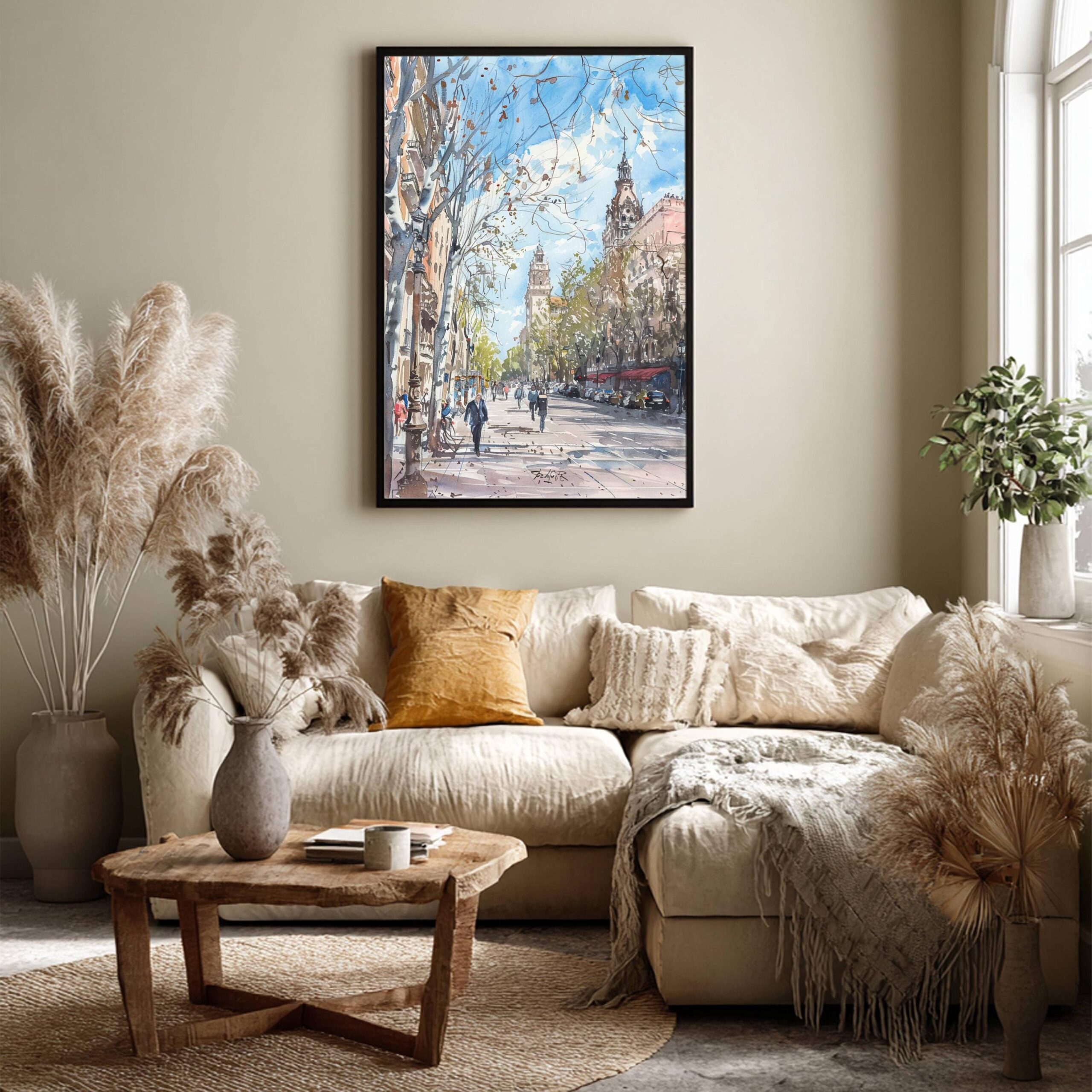 La Rambla Barcelona Spain Watercolor Print: Spanish Travel Art Poster - Image 4
