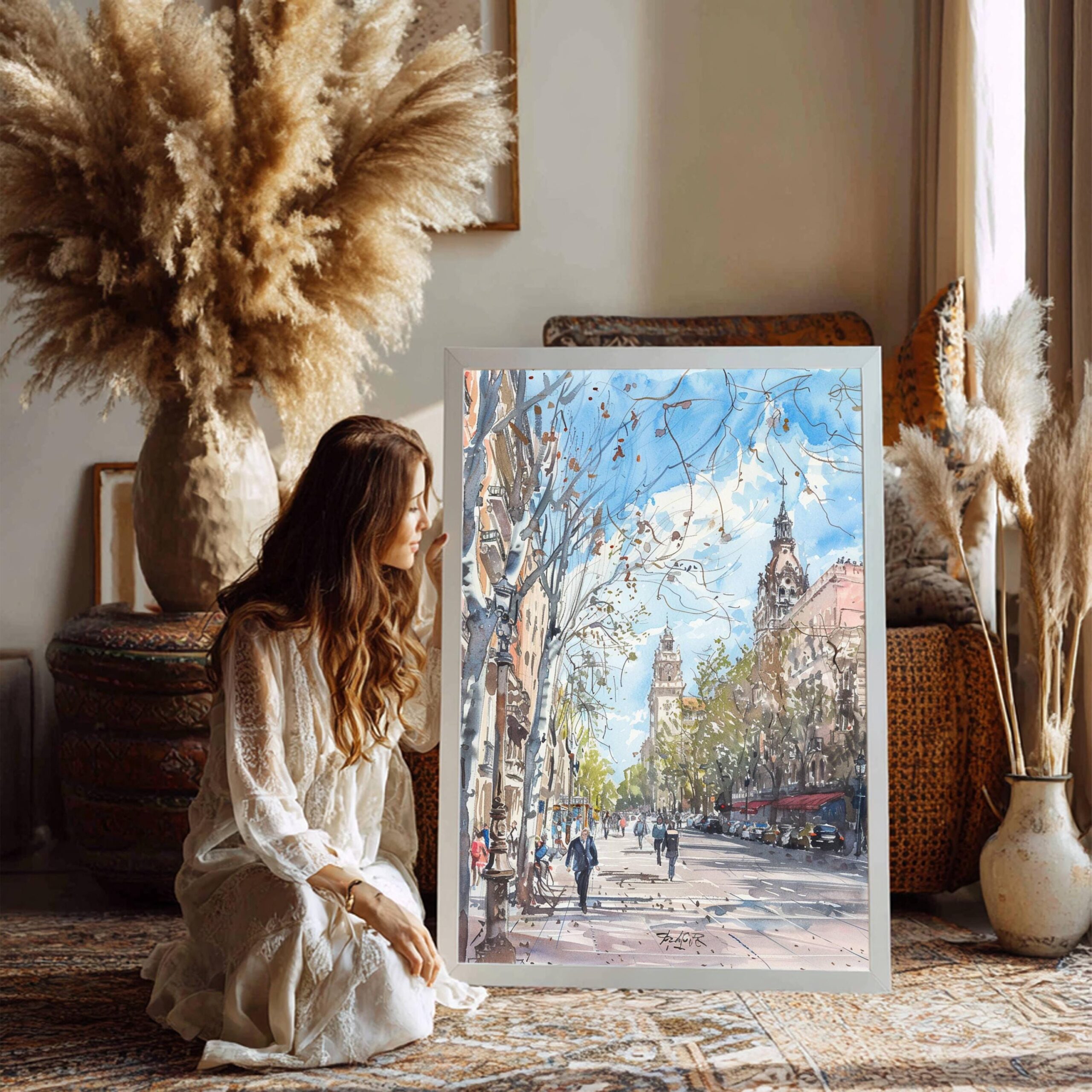 La Rambla Barcelona Spain Watercolor Print: Spanish Travel Art Poster - Image 10