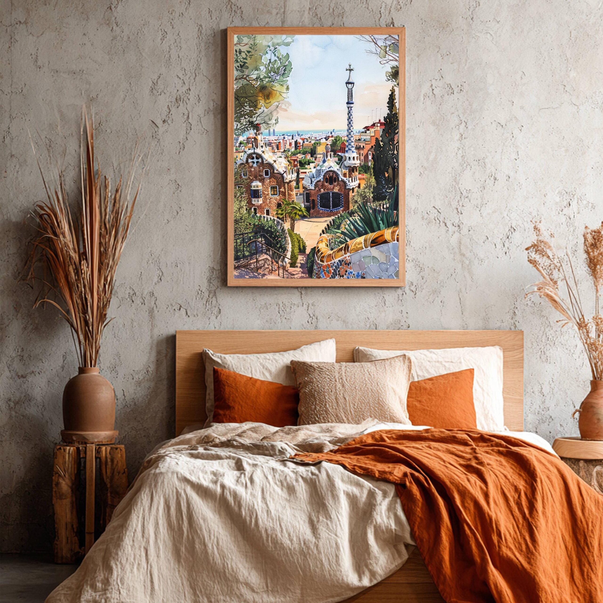 Park Güell Barcelona Spain Watercolor Print: Spanish Travel Art Poster - Image 4