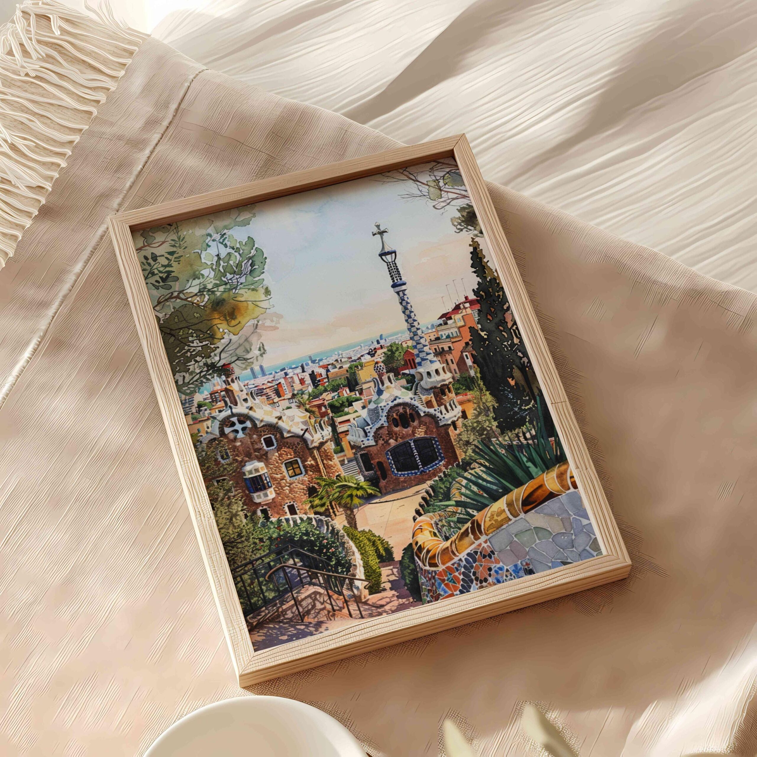 Park Güell Barcelona Spain Watercolor Print: Spanish Travel Art Poster - Image 6