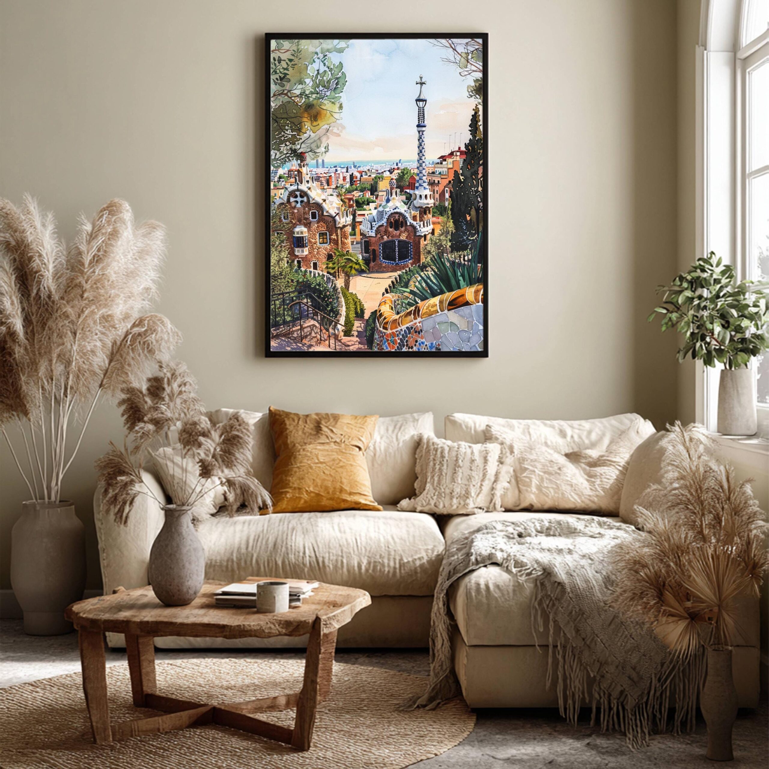 Park Güell Barcelona Spain Watercolor Print: Spanish Travel Art Poster - Image 5