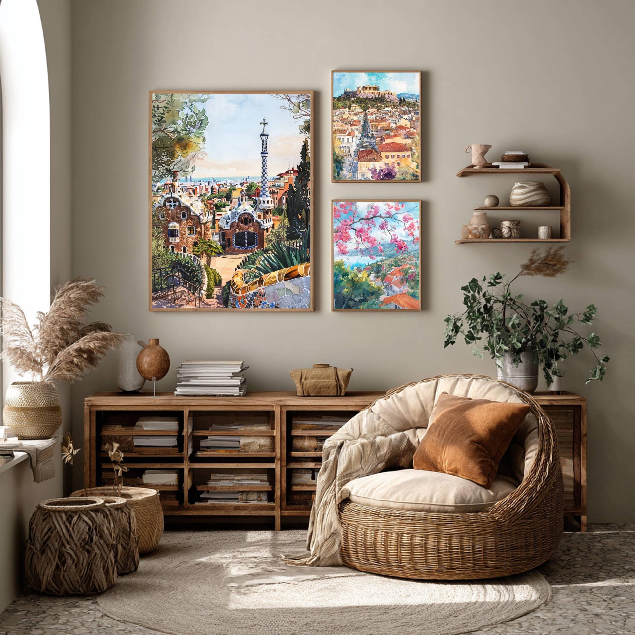 Park Güell Barcelona Spain Watercolor Print: Spanish Travel Art Poster - Image 2