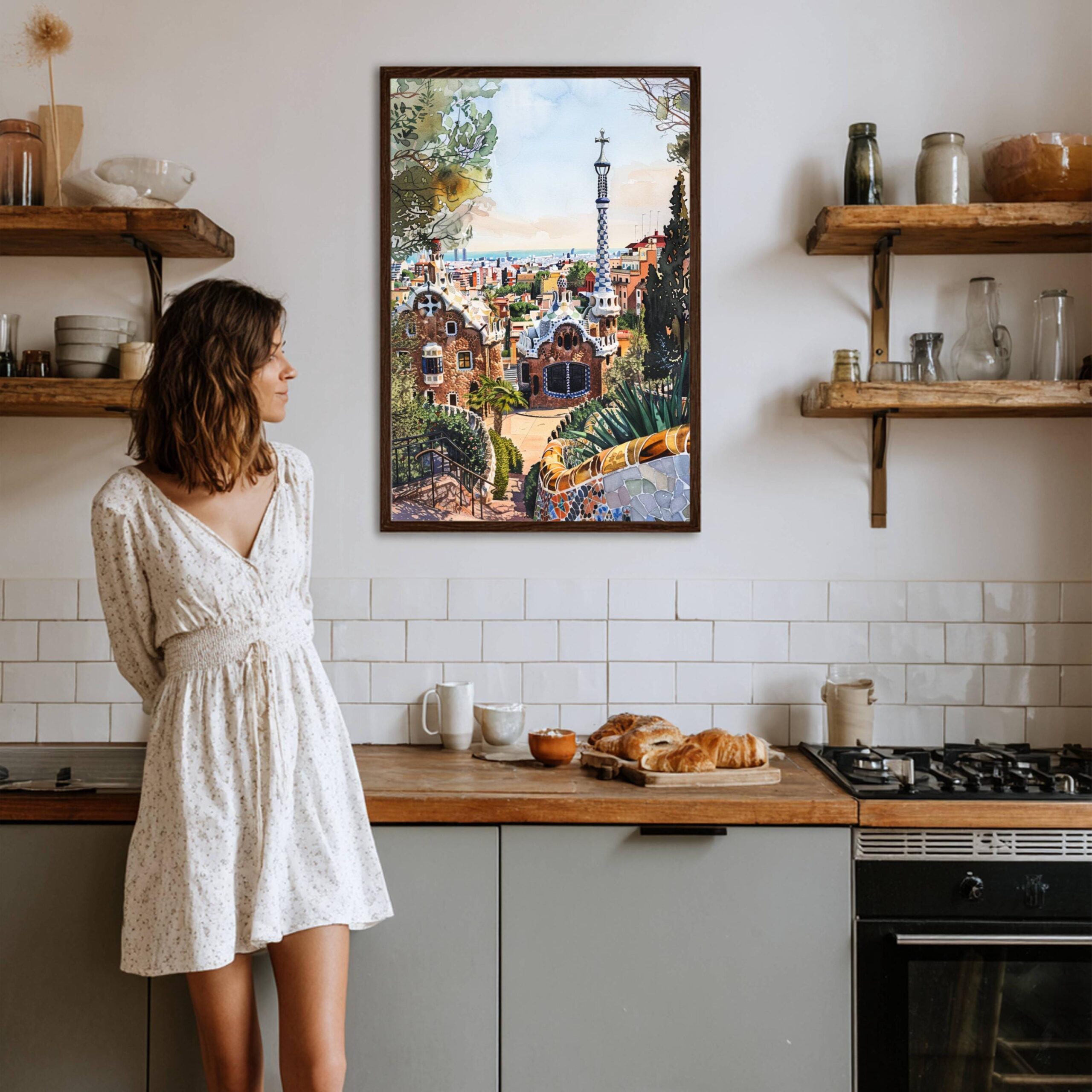 Park Güell Barcelona Spain Watercolor Print: Spanish Travel Art Poster - Image 9