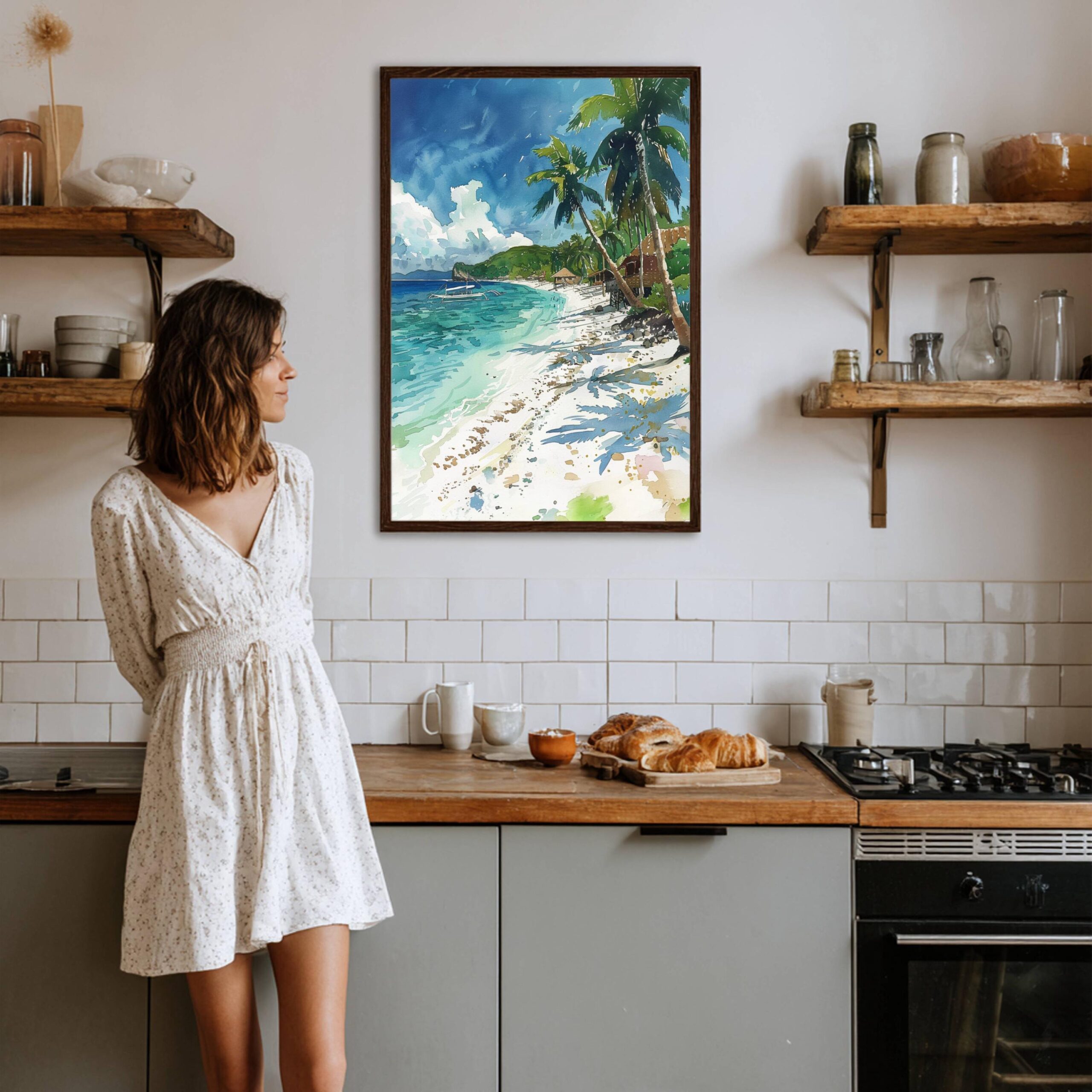 White Beach Boracay Island The Philippines Watercolor Print: Asia Travel Art Poster - Image 8