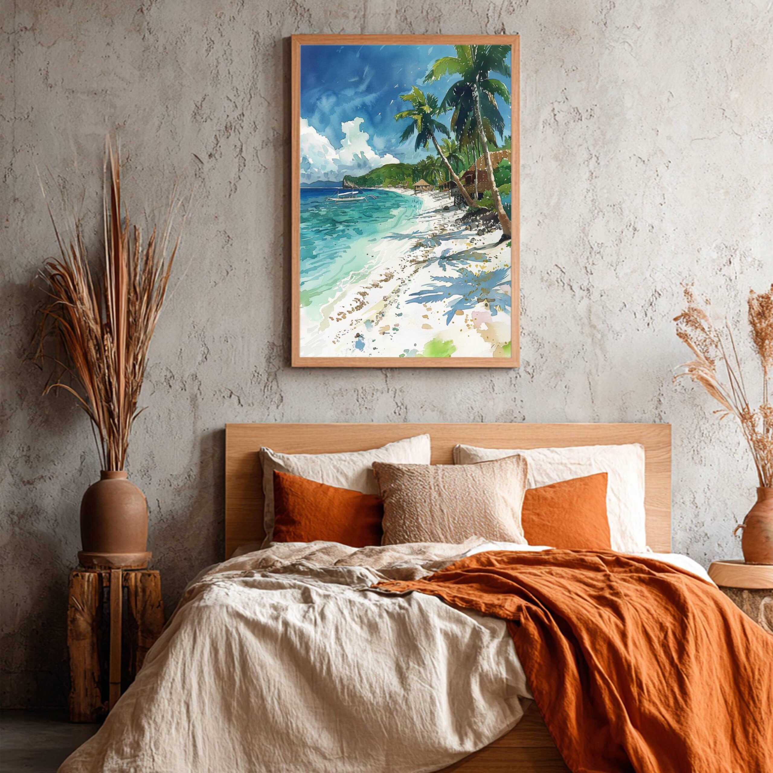 White Beach Boracay Island The Philippines Watercolor Print: Asia Travel Art Poster - Image 4