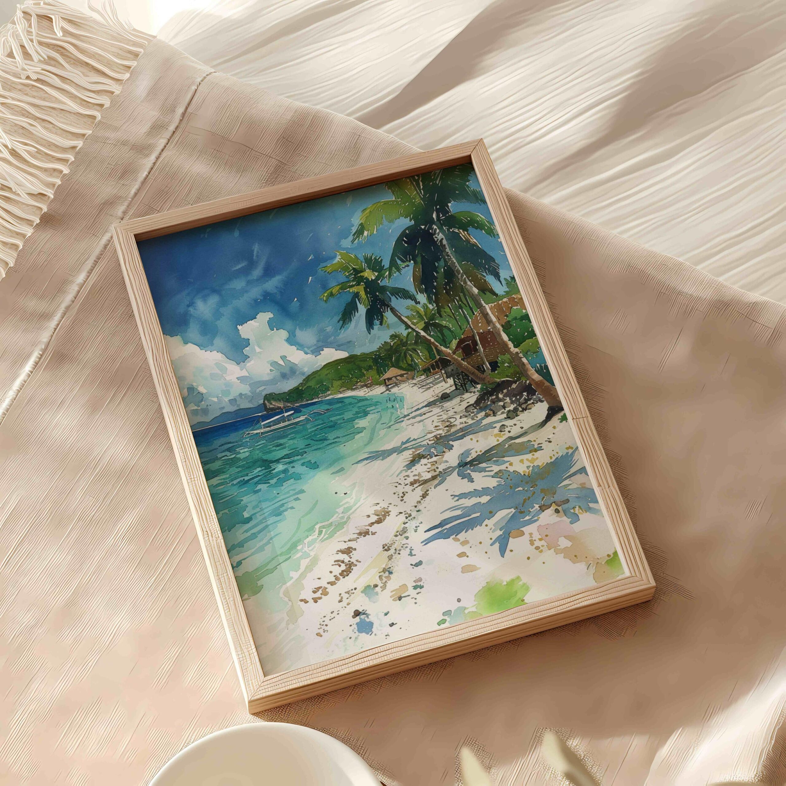 White Beach Boracay Island The Philippines Watercolor Print: Asia Travel Art Poster - Image 6