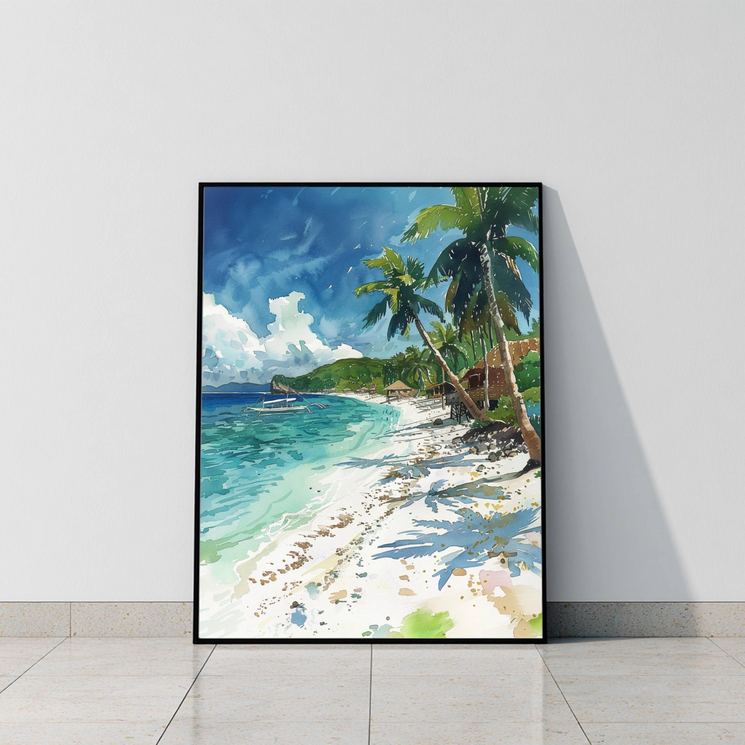 White Beach Boracay Island The Philippines Watercolor Print: Asia Travel Art Poster - Image 10