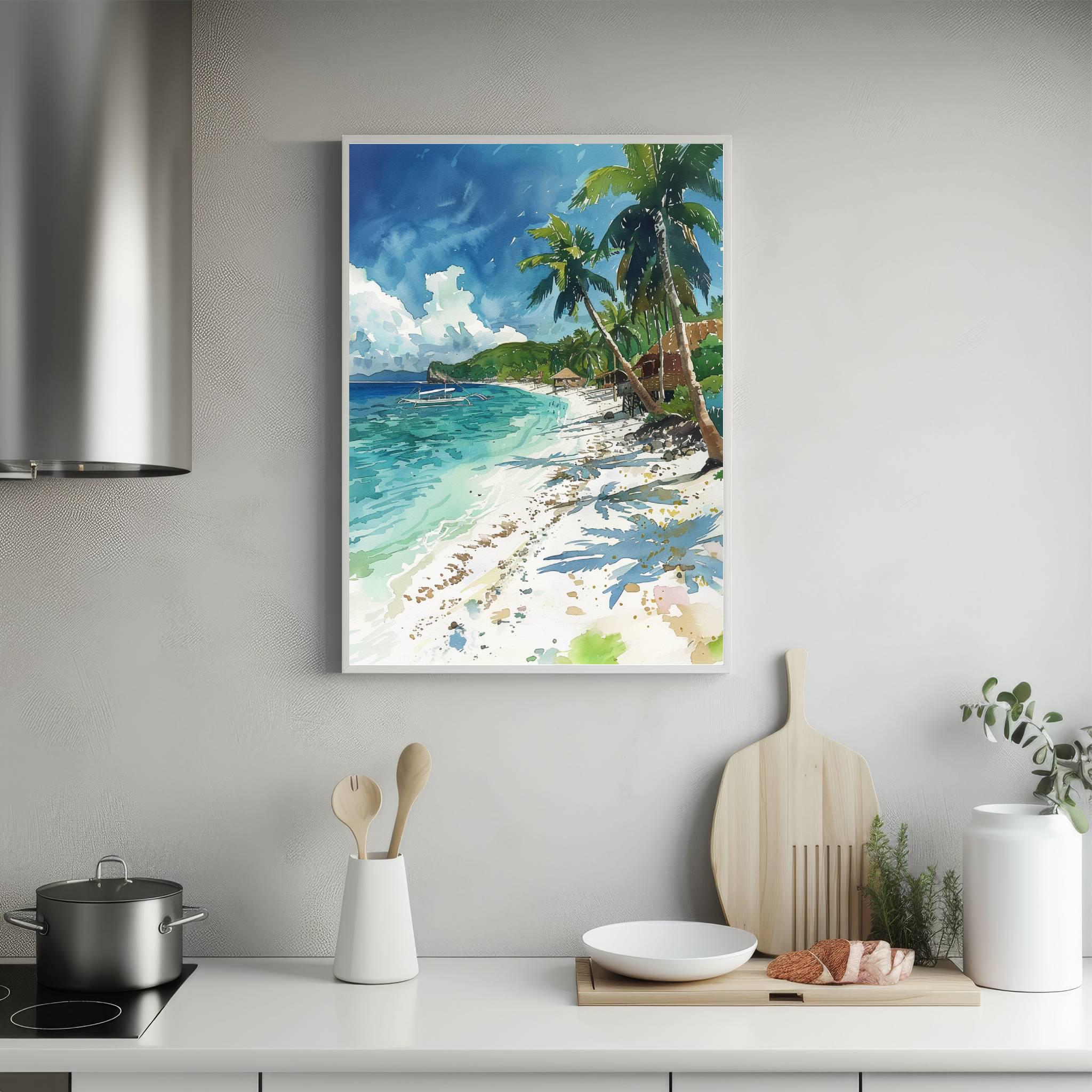White Beach Boracay Island The Philippines Watercolor Print: Asia Travel Art Poster - Image 5