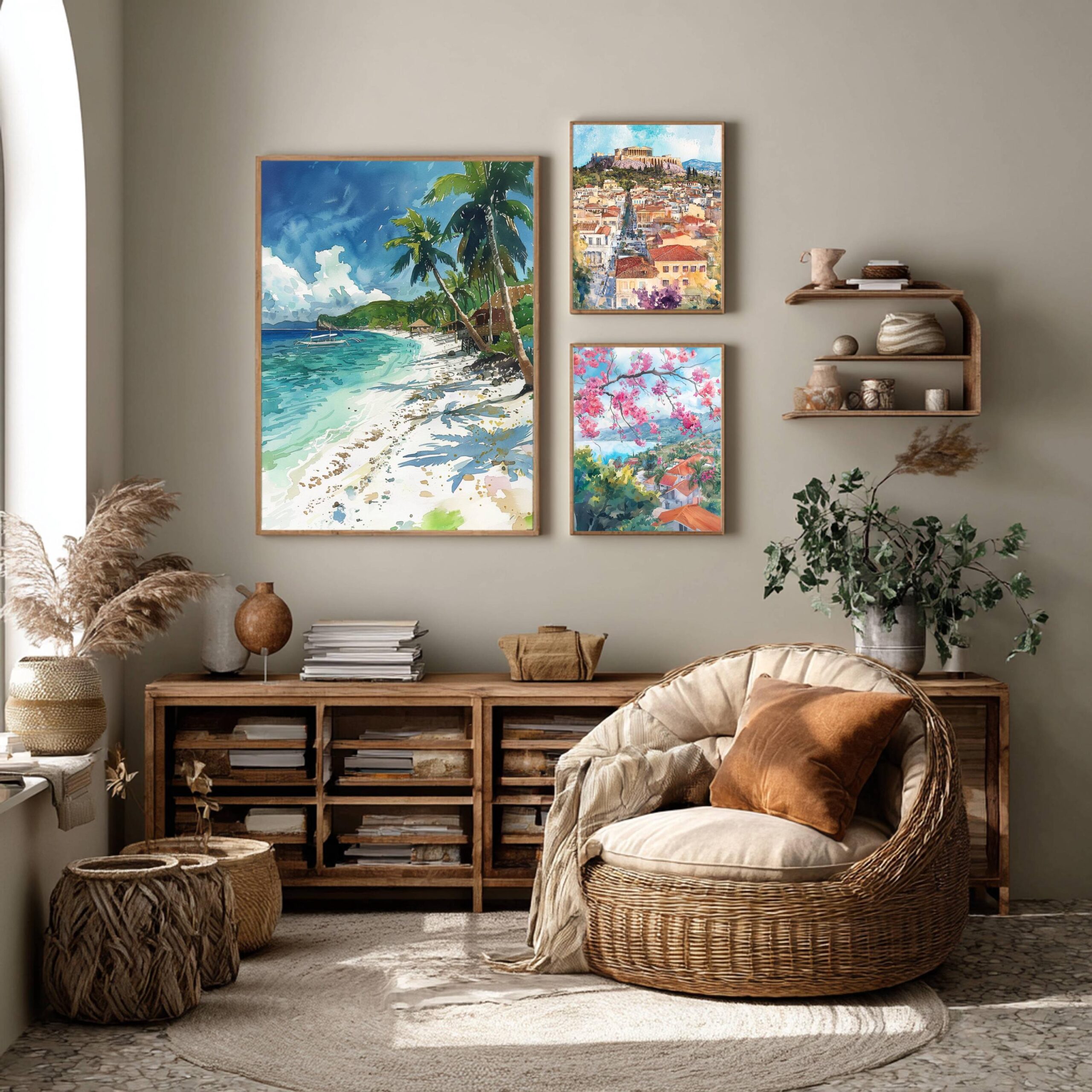 White Beach Boracay Island The Philippines Watercolor Print: Asia Travel Art Poster - Image 2