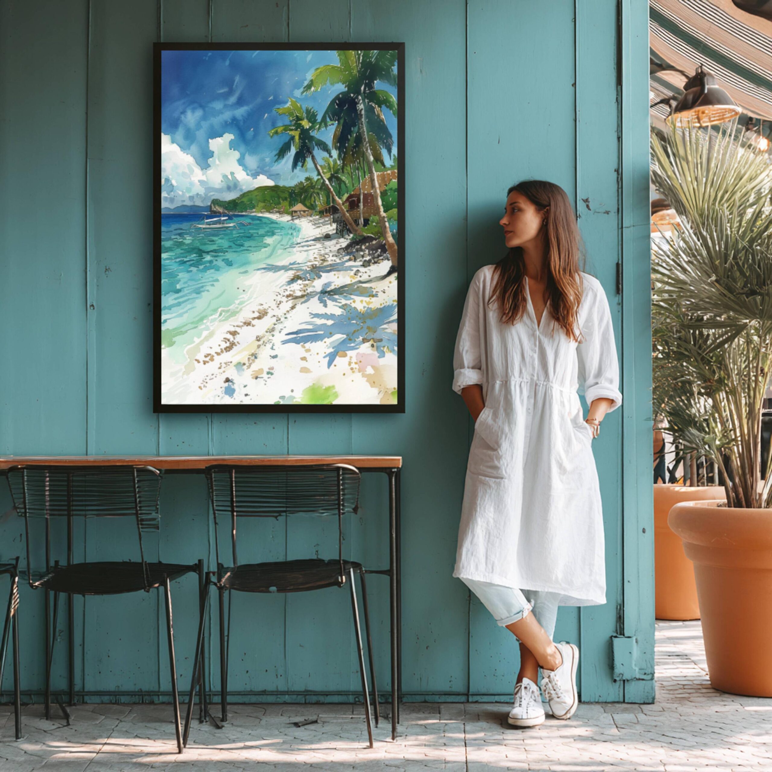 White Beach Boracay Island The Philippines Watercolor Print: Asia Travel Art Poster - Image 9