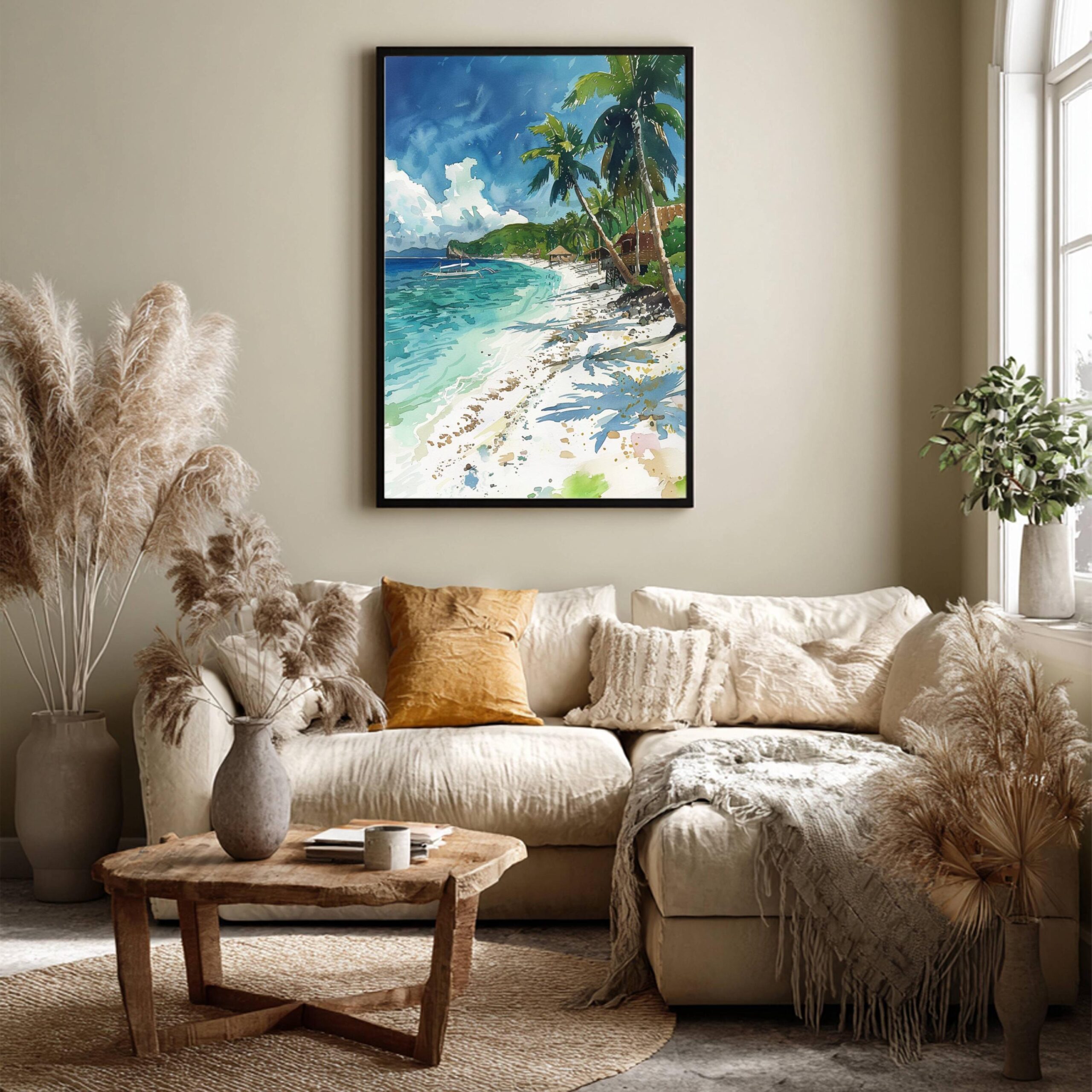 White Beach Boracay Island The Philippines Watercolor Print: Asia Travel Art Poster - Image 3
