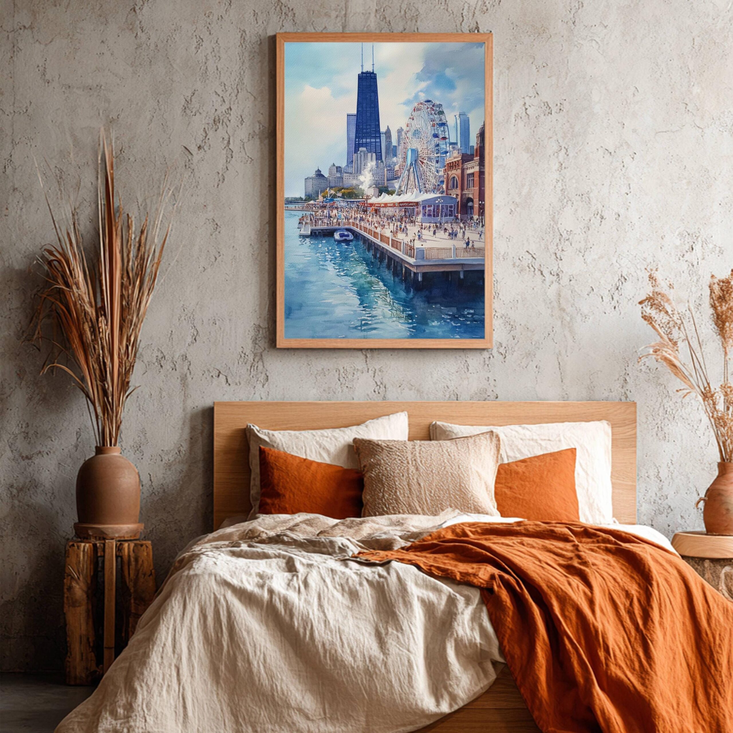 Navy Pier Chicago Watercolor Print: USA Travel Art Poster - Image 3