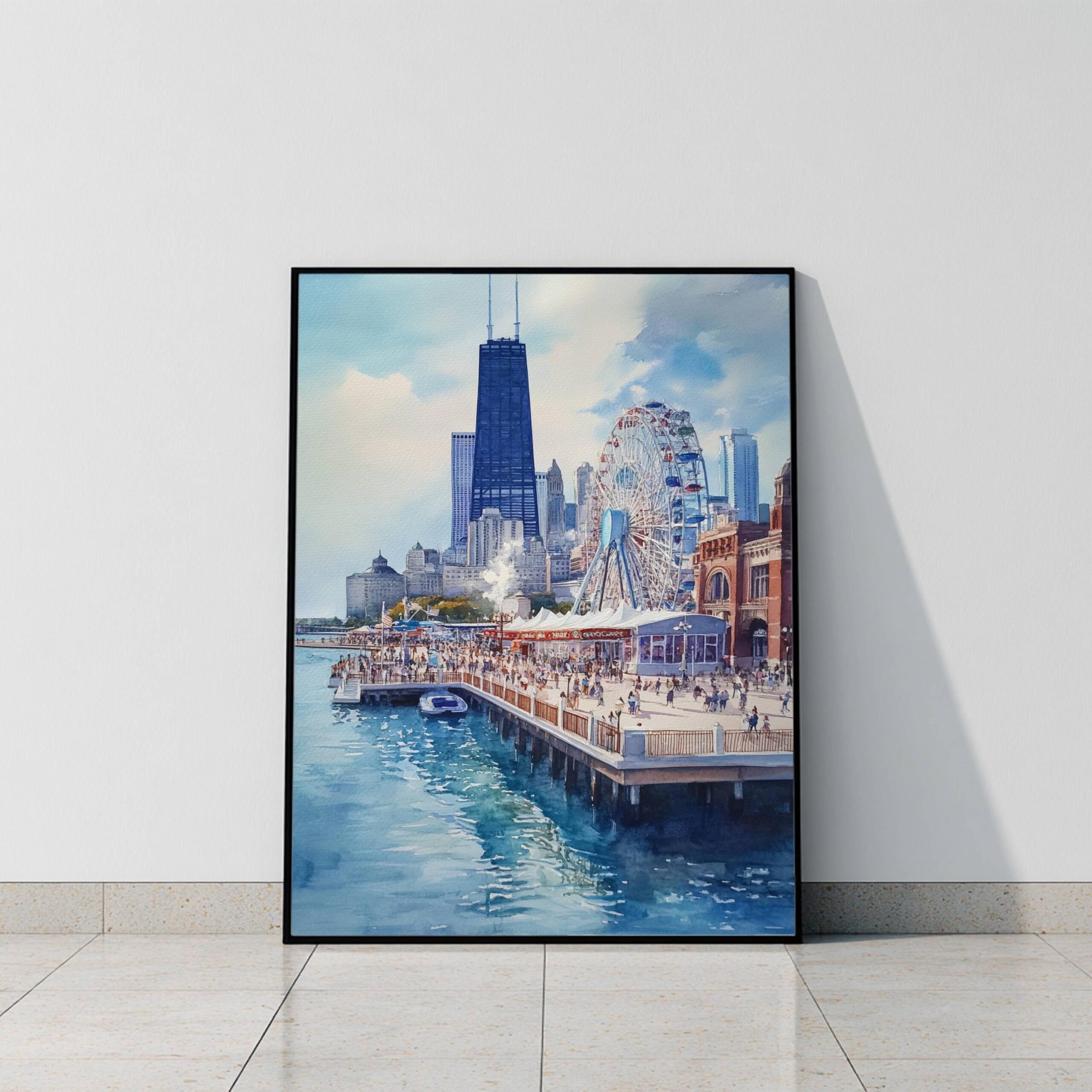 Navy Pier Chicago Watercolor Print: USA Travel Art Poster - Image 10