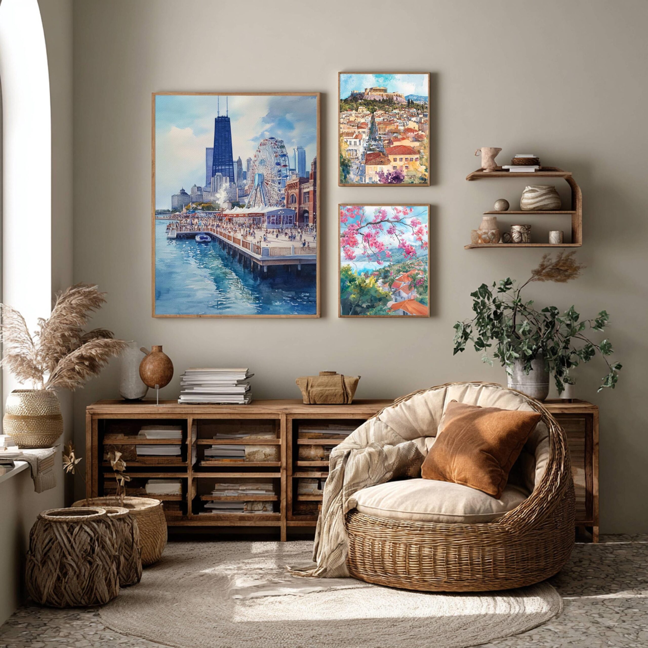 Navy Pier Chicago Watercolor Print: USA Travel Art Poster - Image 2