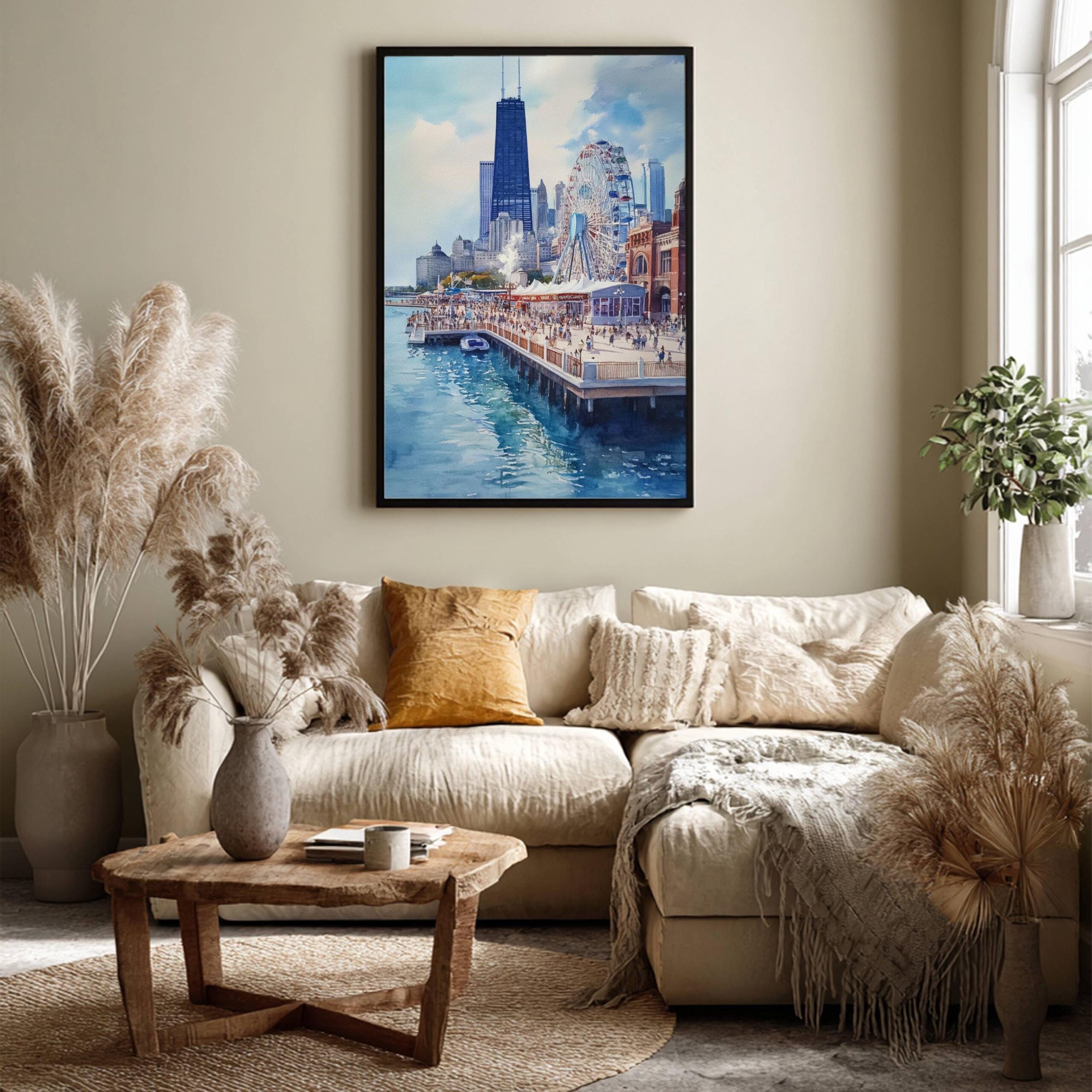 Navy Pier Chicago Watercolor Print: USA Travel Art Poster - Image 4