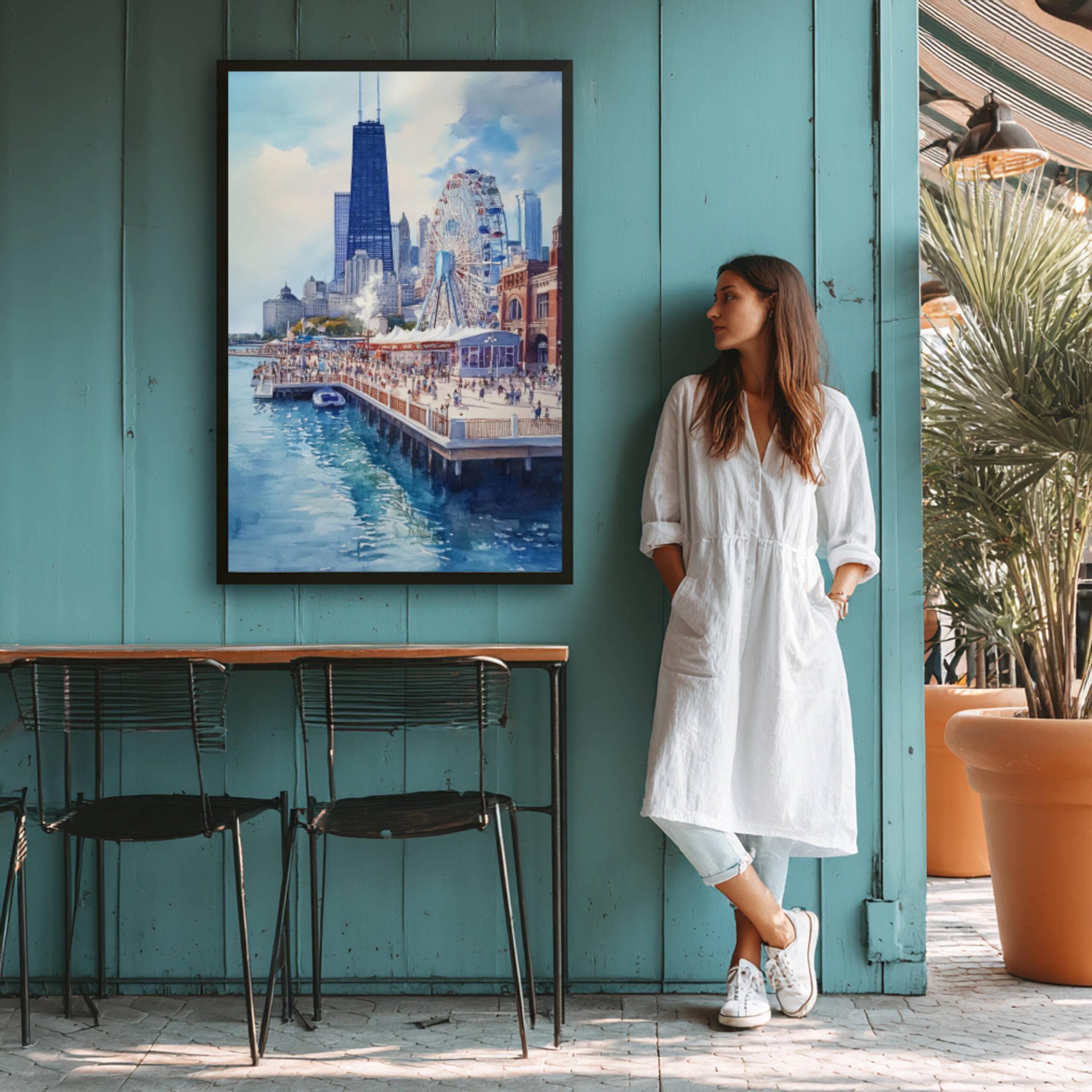 Navy Pier Chicago Watercolor Print: USA Travel Art Poster - Image 9