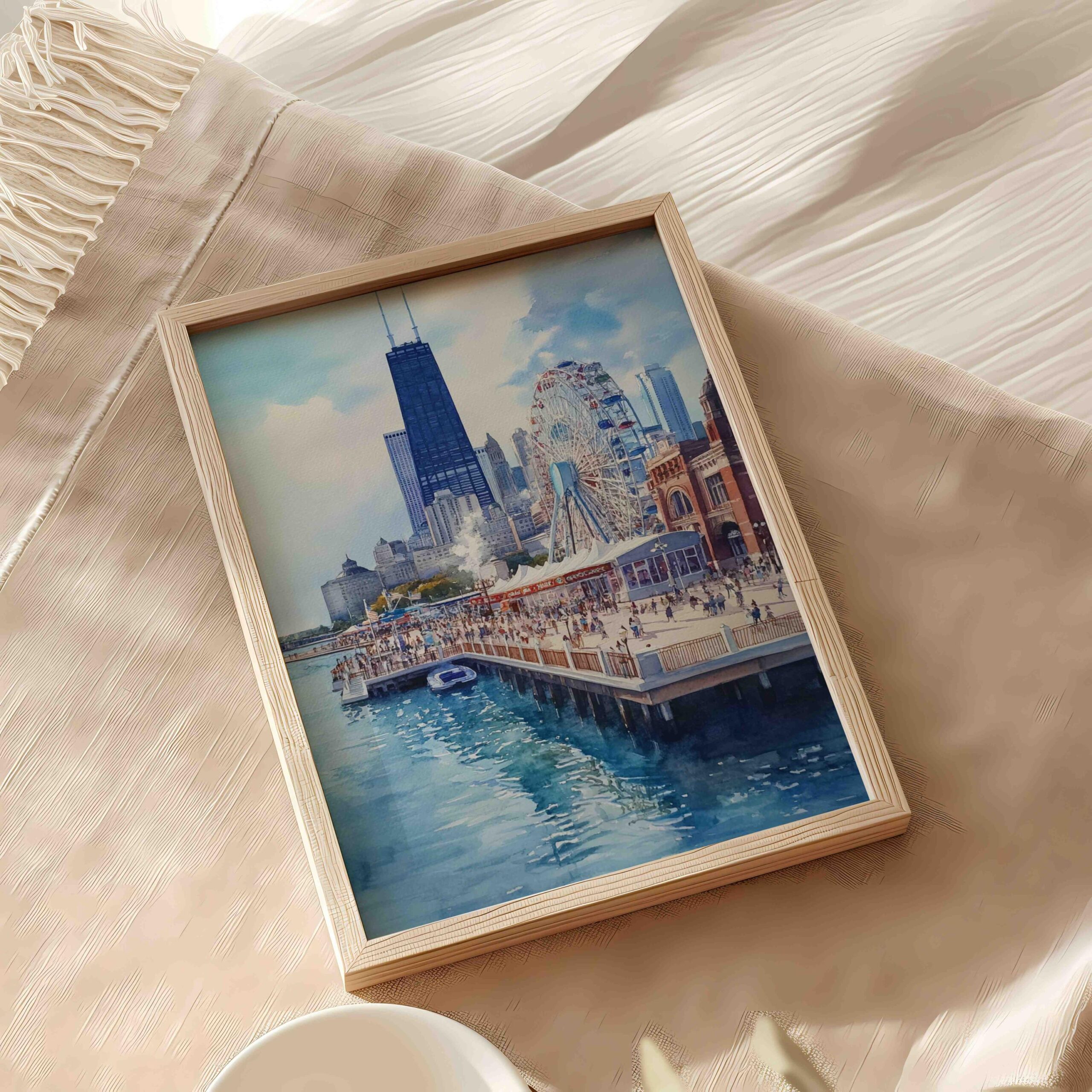 Navy Pier Chicago Watercolor Print: USA Travel Art Poster - Image 6