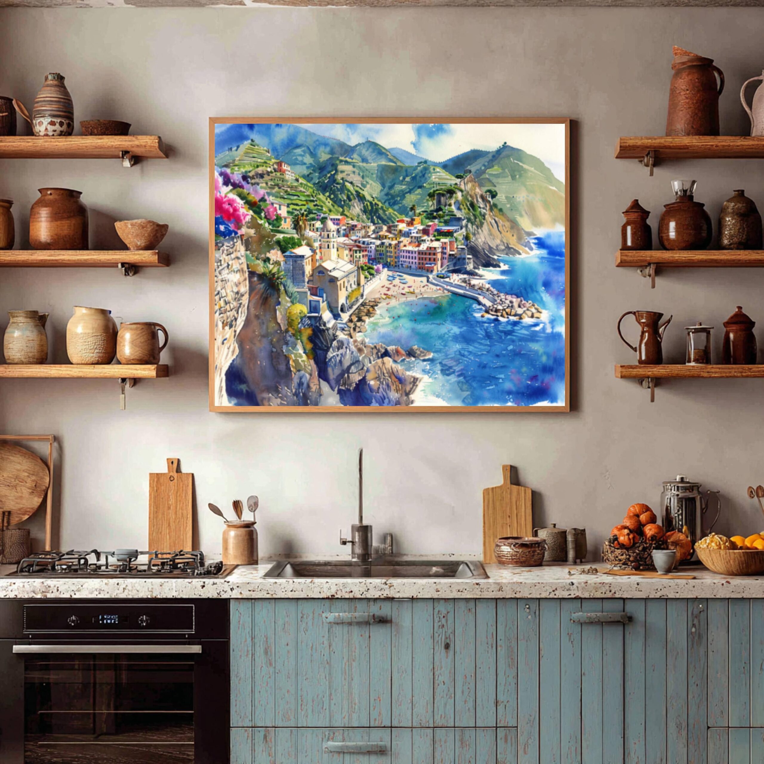 Monterosso al Mare Cinque Terre Italy Europe Watercolor Print: Travel Art Poster - Image 10
