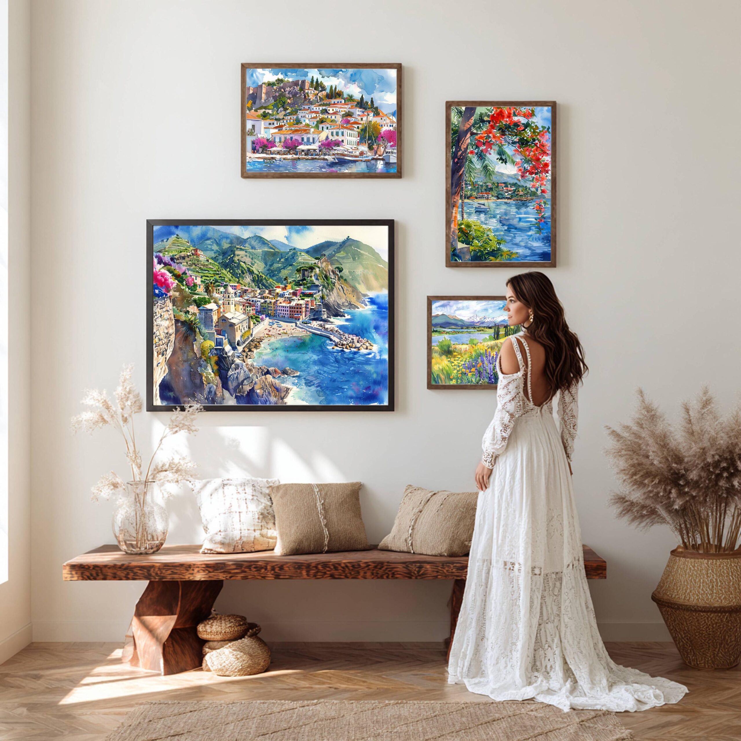 Monterosso al Mare Cinque Terre Italy Europe Watercolor Print: Travel Art Poster - Image 2