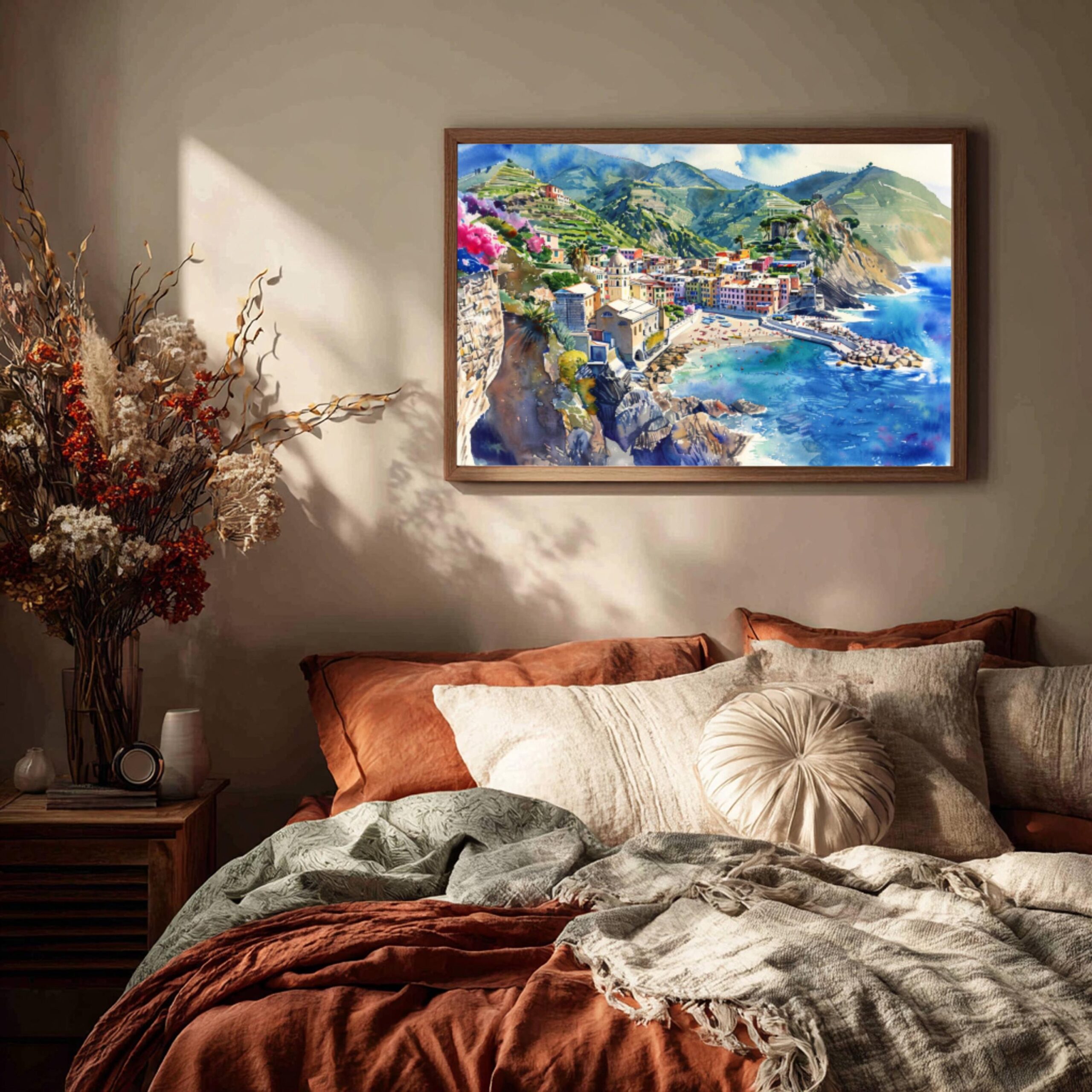 Monterosso al Mare Cinque Terre Italy Europe Watercolor Print: Travel Art Poster - Image 3