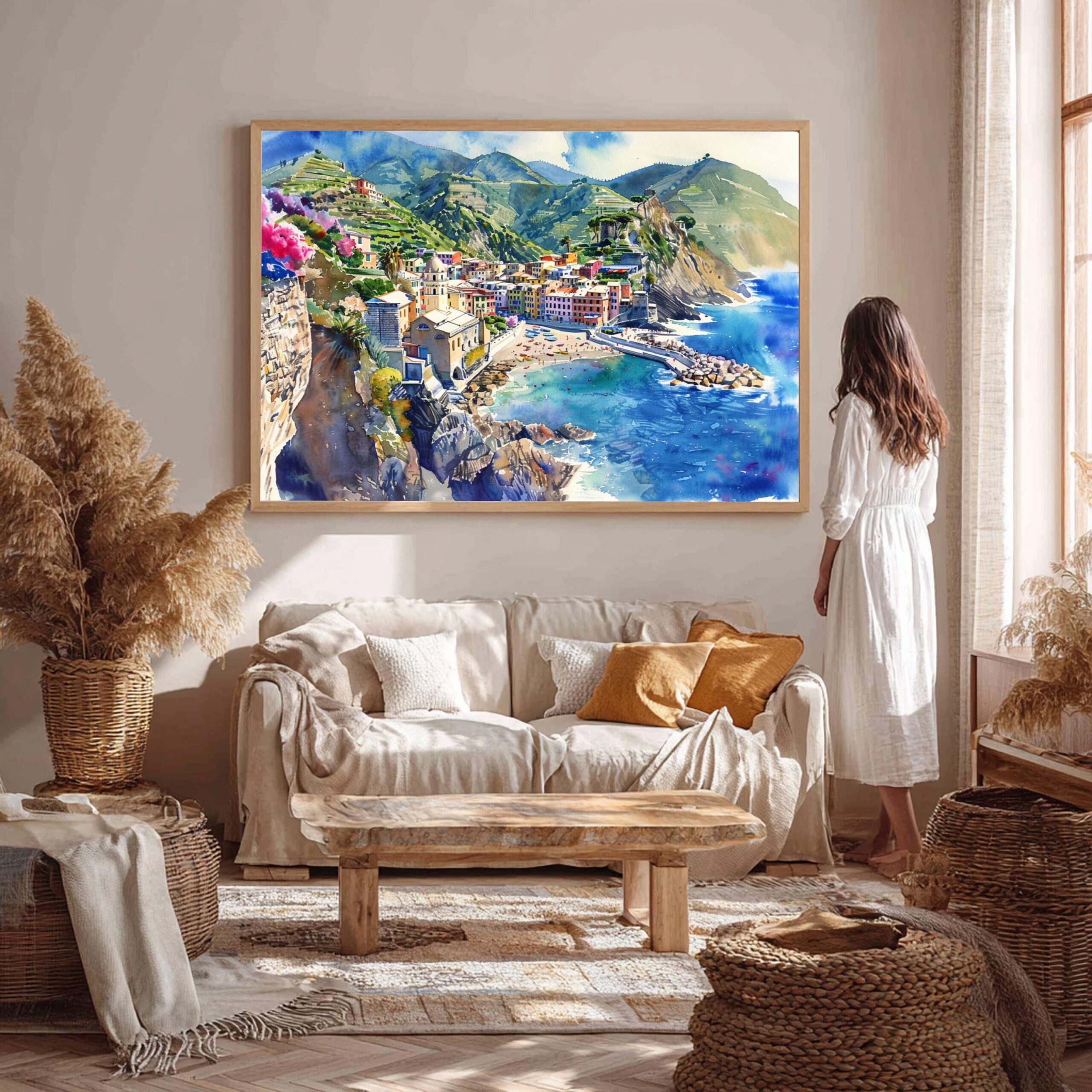 Monterosso al Mare Cinque Terre Italy Europe Watercolor Print: Travel Art Poster - Image 5