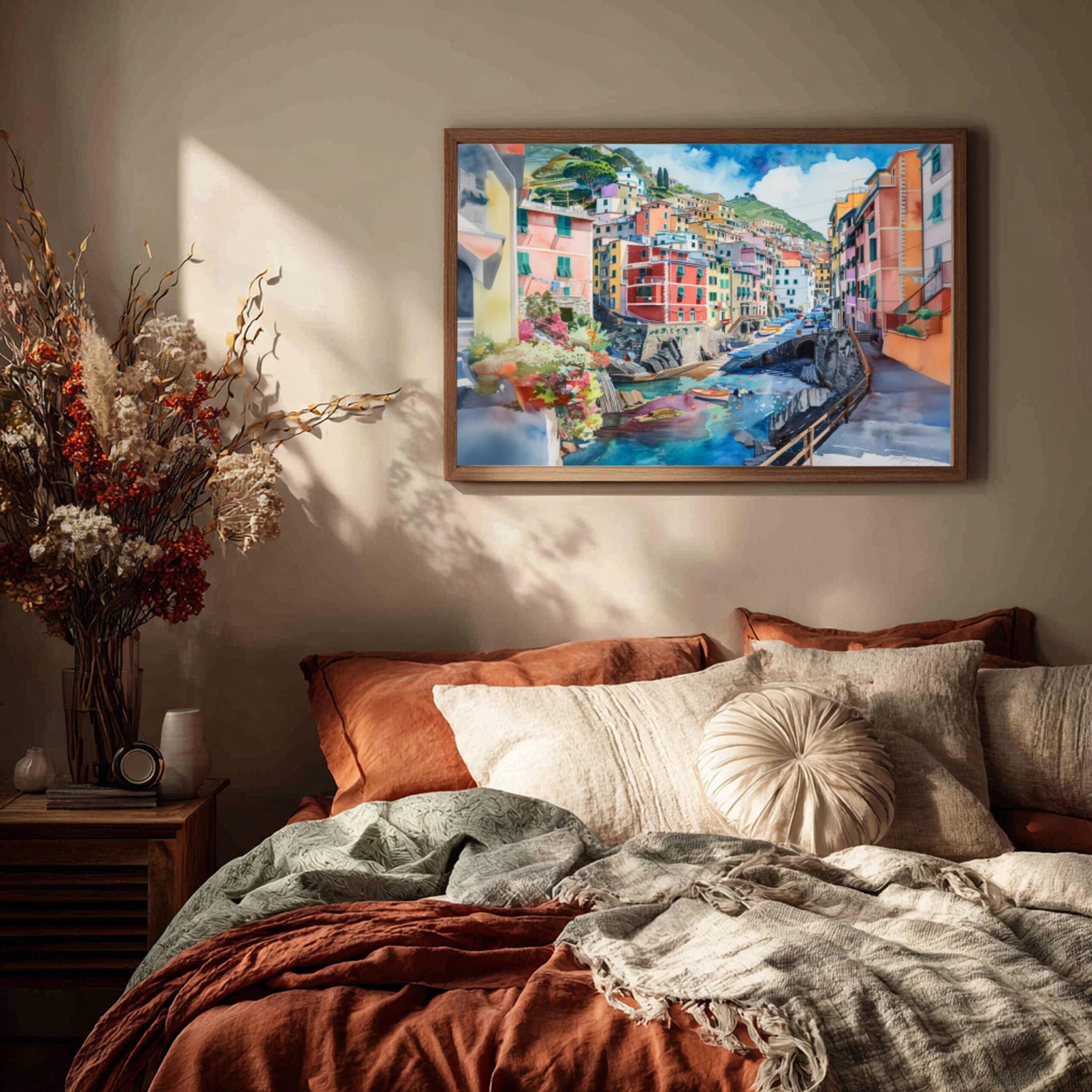 Riomaggiore Cinque Terre Italy Europe Watercolor Print: Travel Art Poster - Image 3