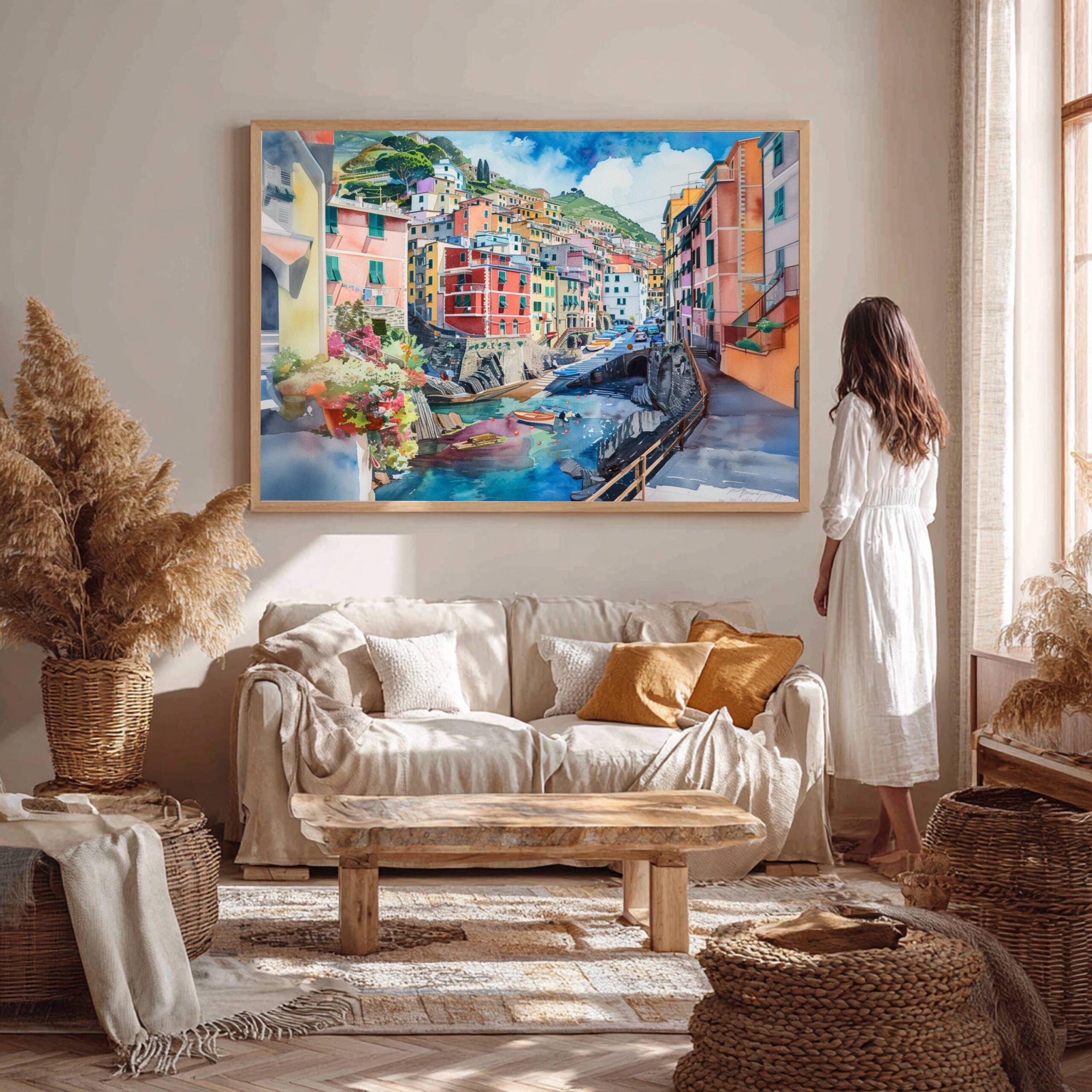 Riomaggiore Cinque Terre Italy Europe Watercolor Print: Travel Art Poster - Image 4