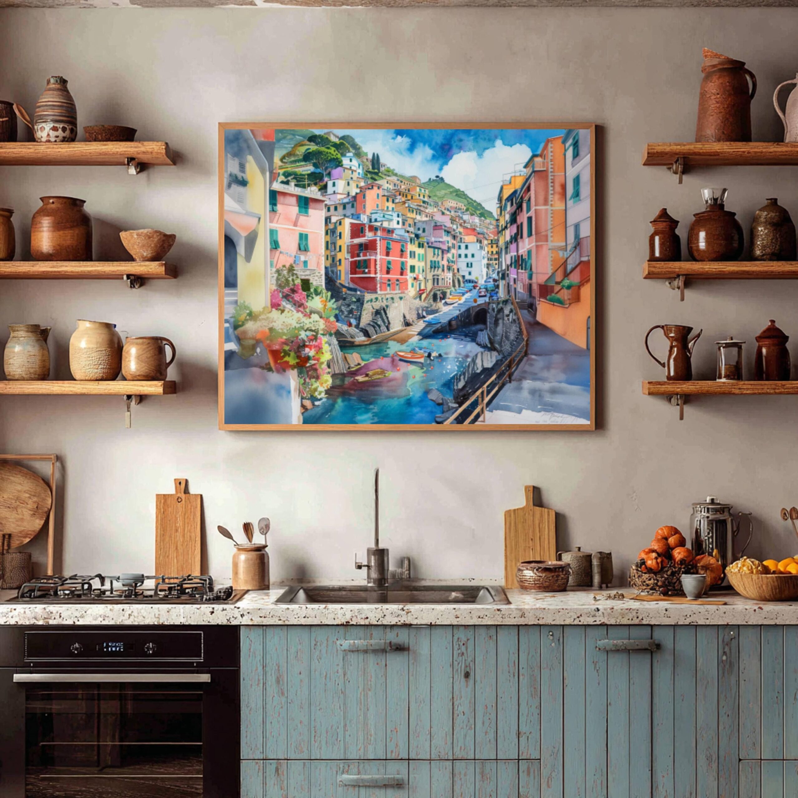Riomaggiore Cinque Terre Italy Europe Watercolor Print: Travel Art Poster - Image 6