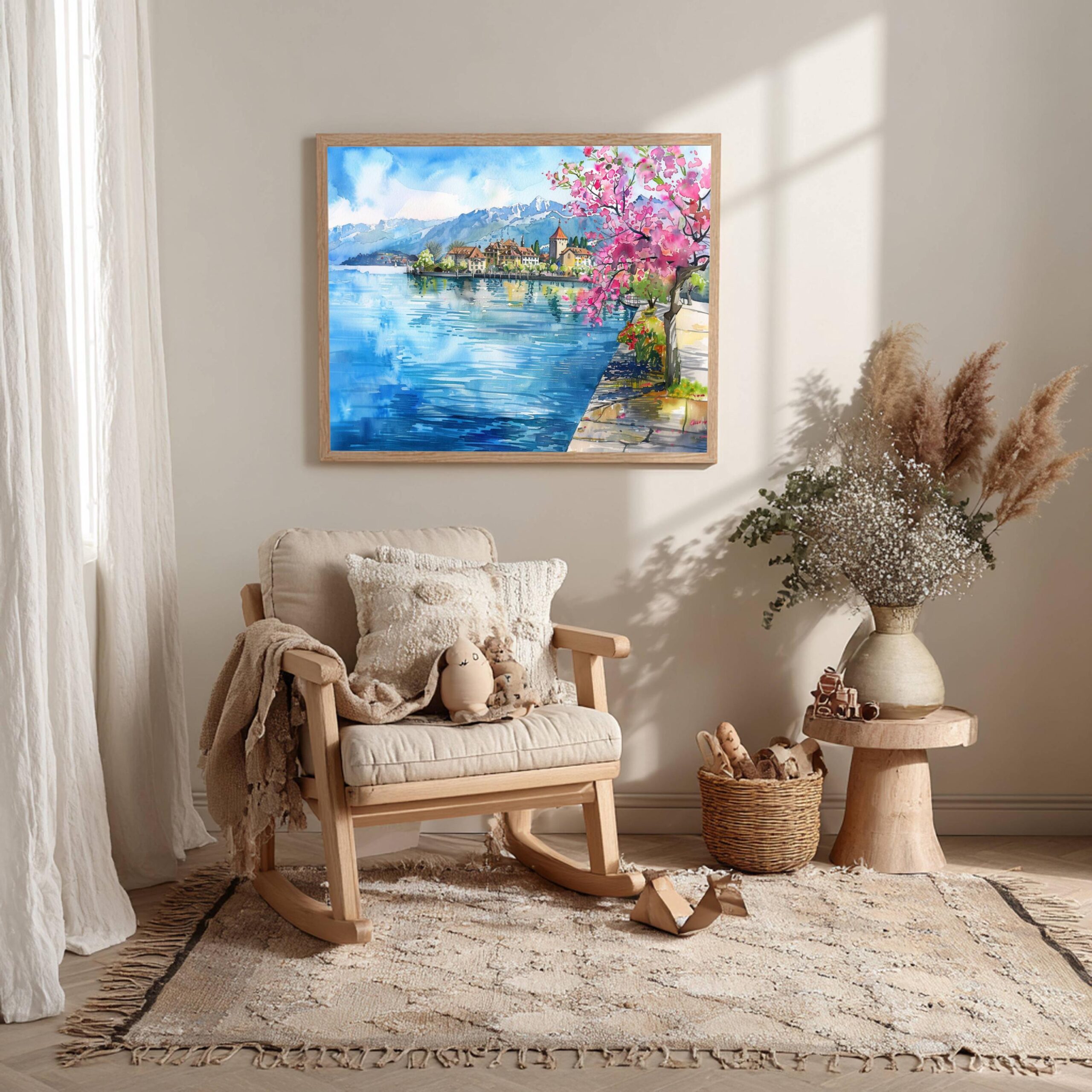 Lake Geneva Switzerland Europe Watercolor Print: Vacation Travel Art Poster - Image 10