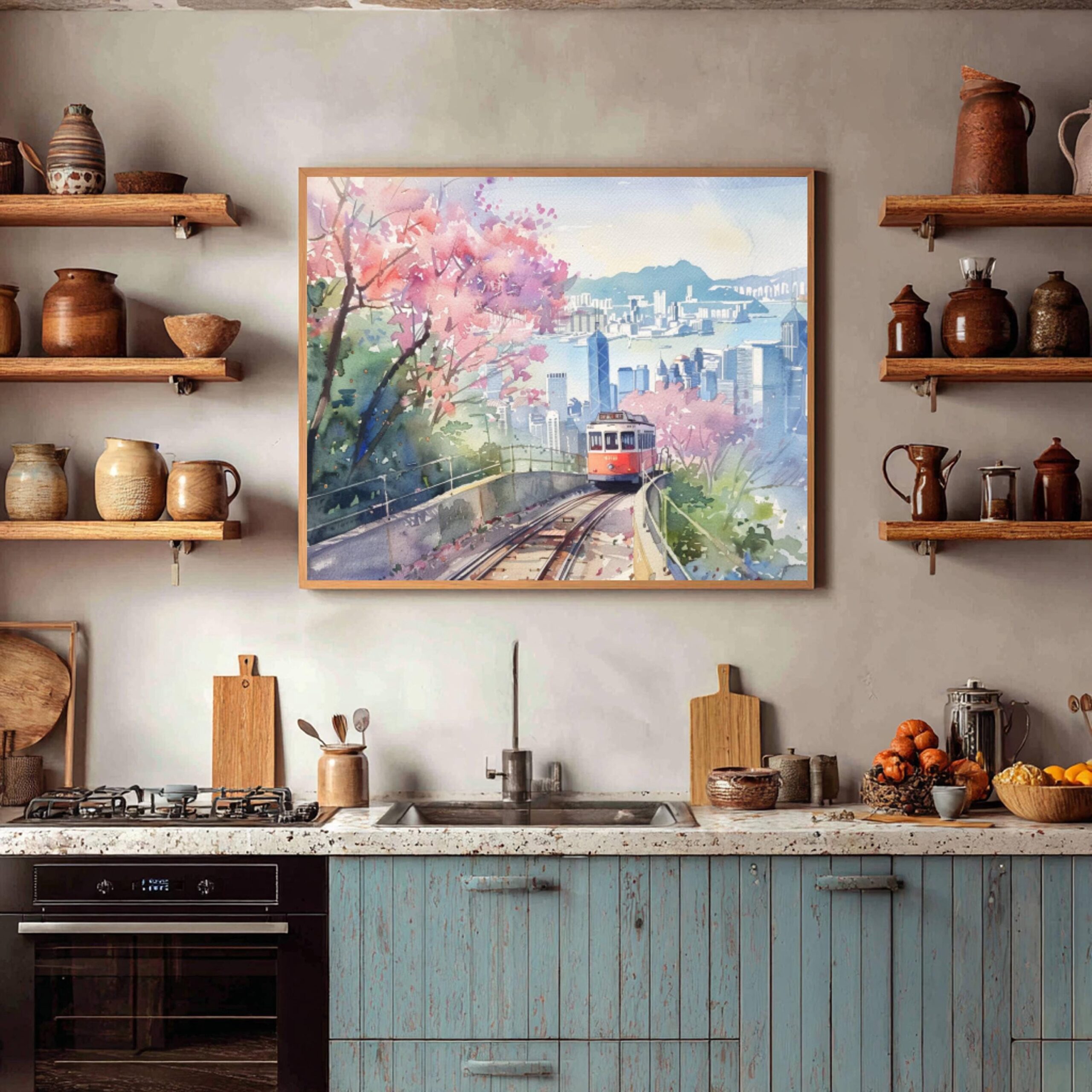 Victoria Peak Hong Kong China Watercolor Print: Asia Travel Art Poster - Image 5