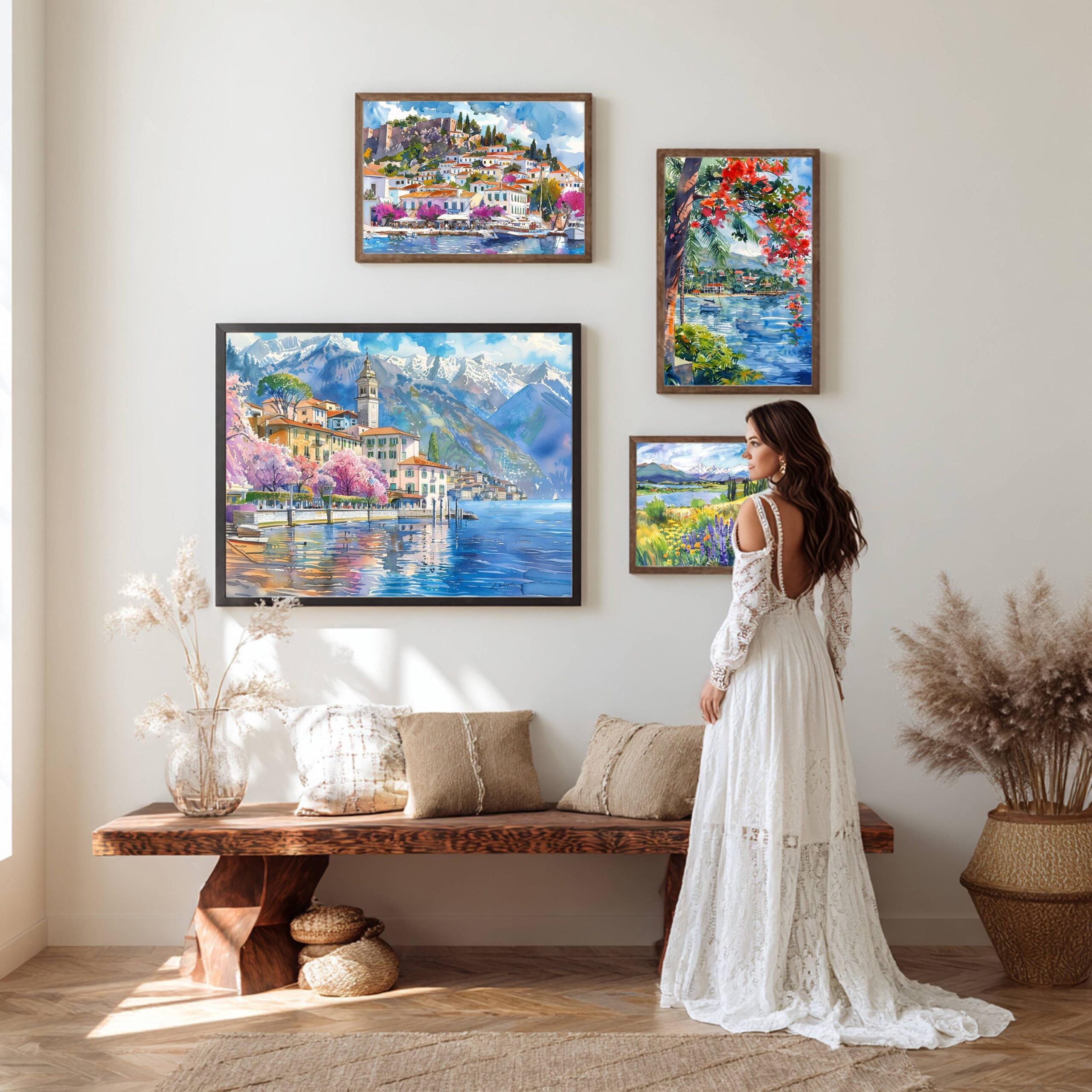 Bellagio Lake Como Italy Watercolor Print: Europe Travel Art Poster - Image 2