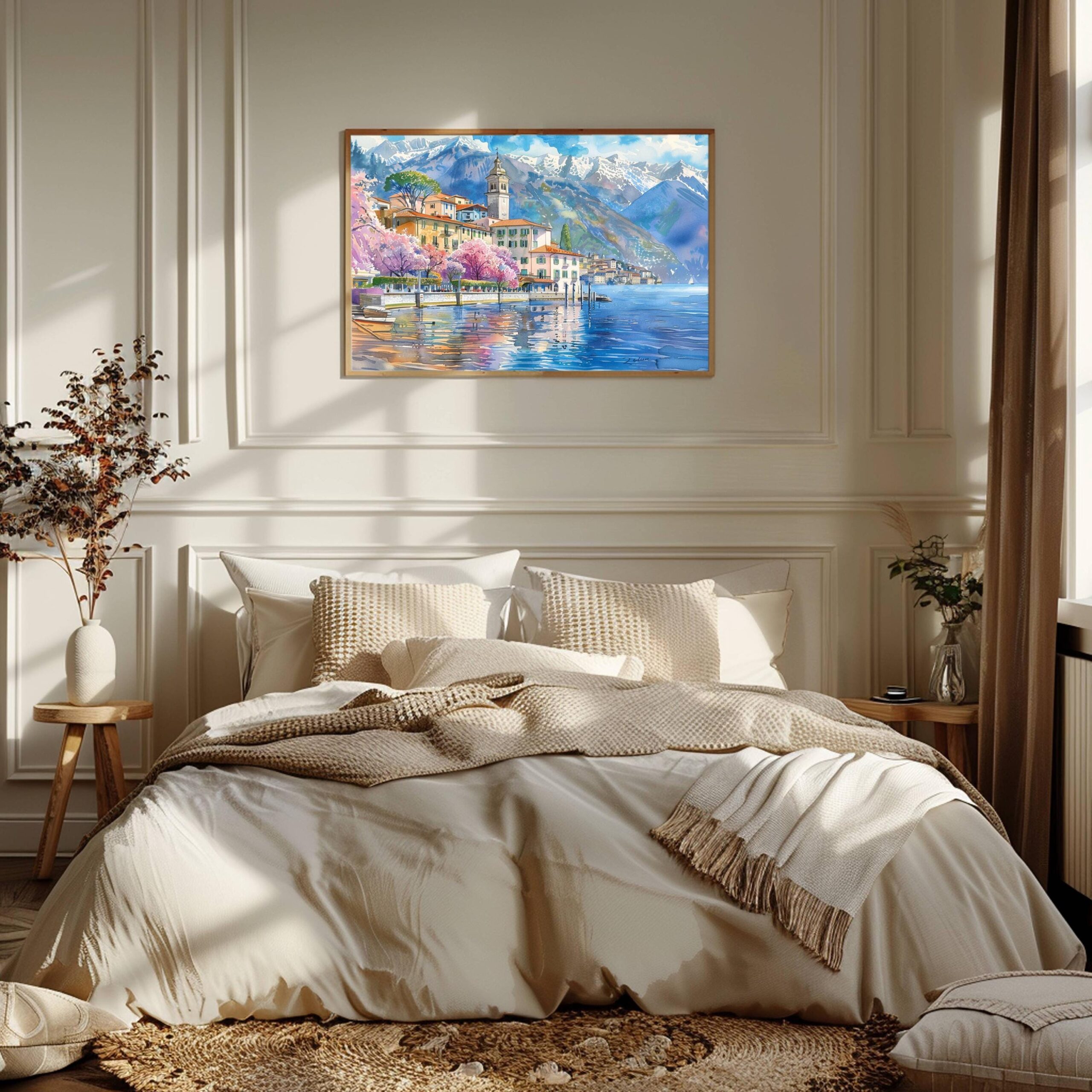 Bellagio Lake Como Italy Watercolor Print: Europe Travel Art Poster - Image 3