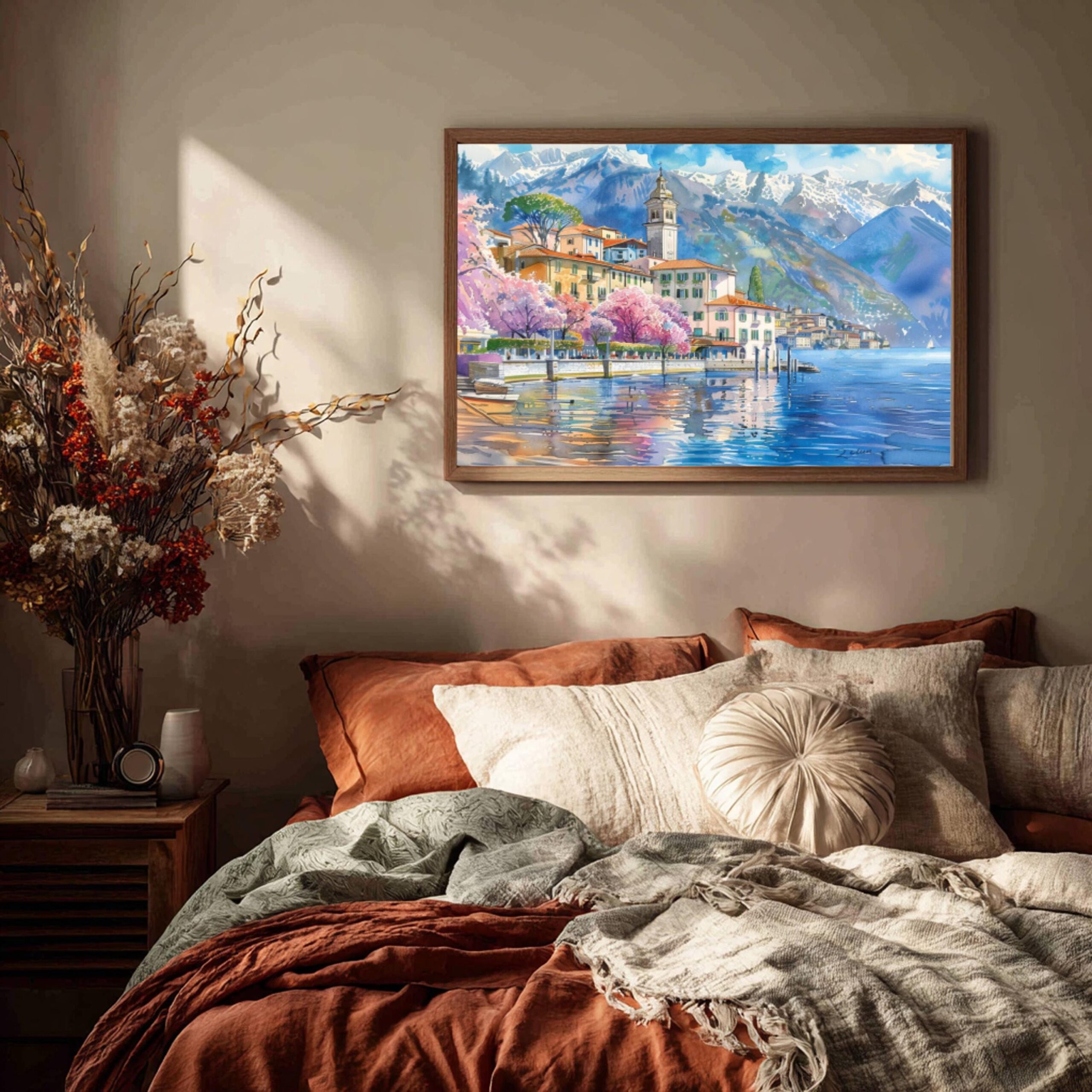 Bellagio Lake Como Italy Watercolor Print: Europe Travel Art Poster - Image 4