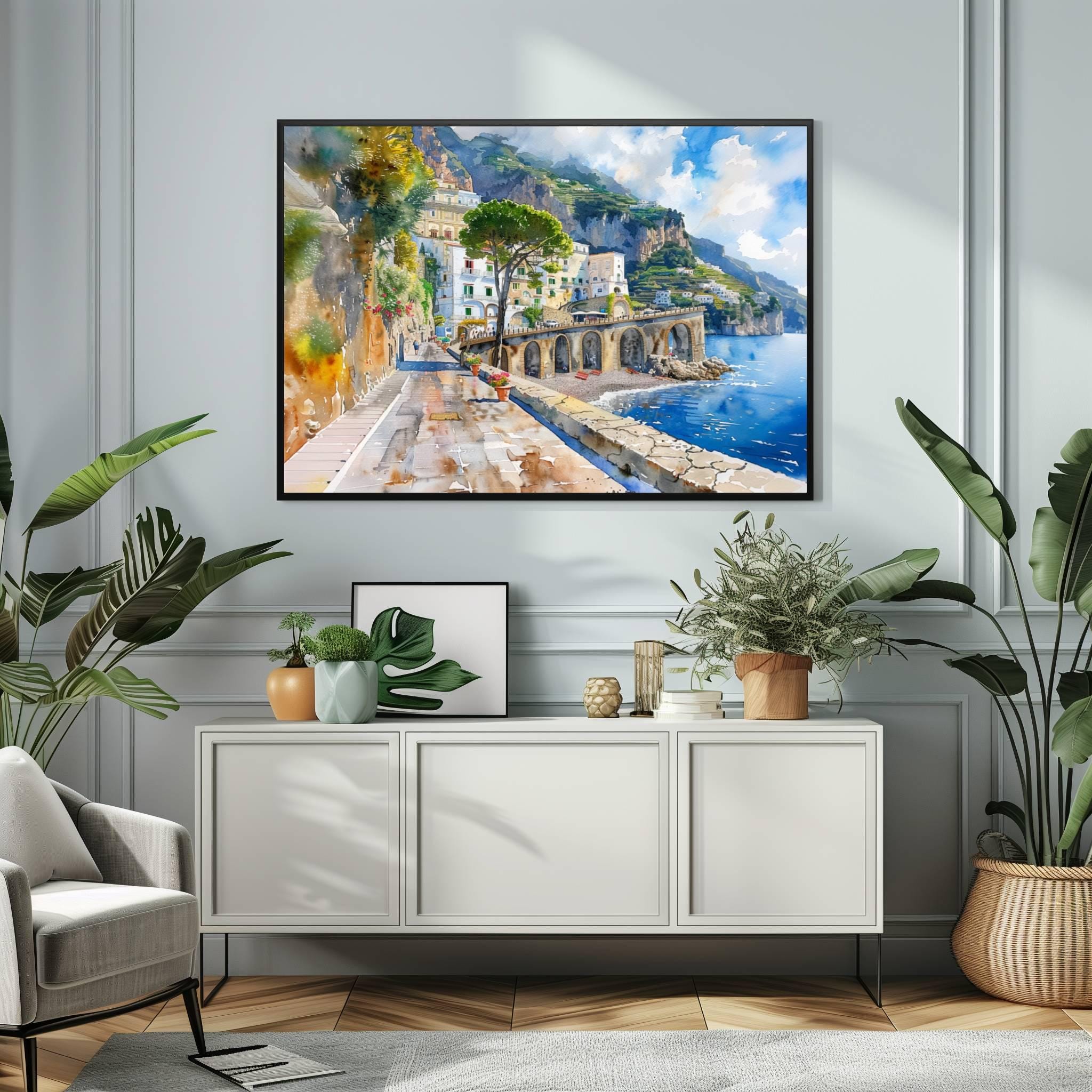 Atrani Amalfi Coast Italy Watercolor Print: Europe Travel Art Poster - Image 6