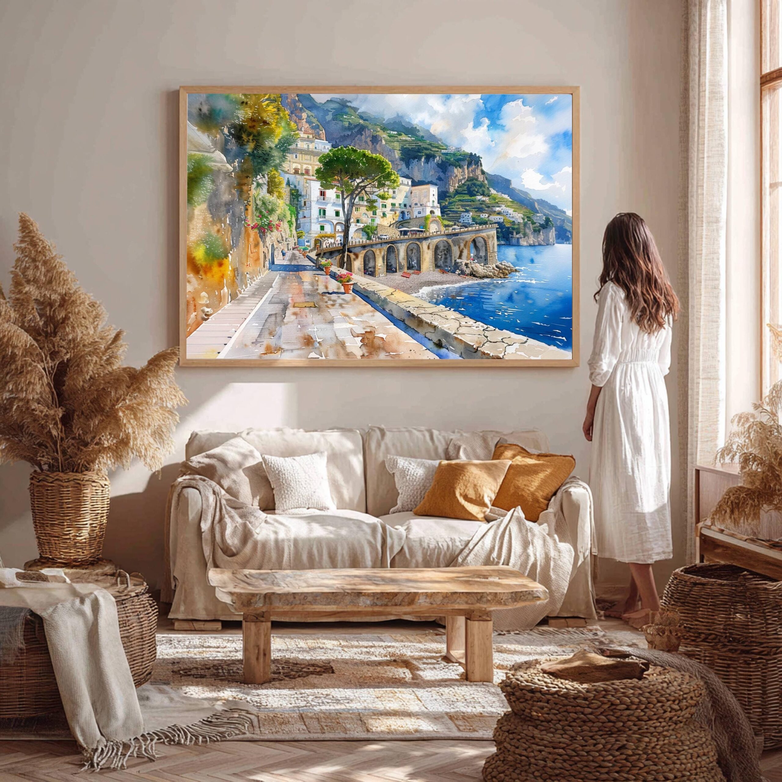 Atrani Amalfi Coast Italy Watercolor Print: Europe Travel Art Poster - Image 5