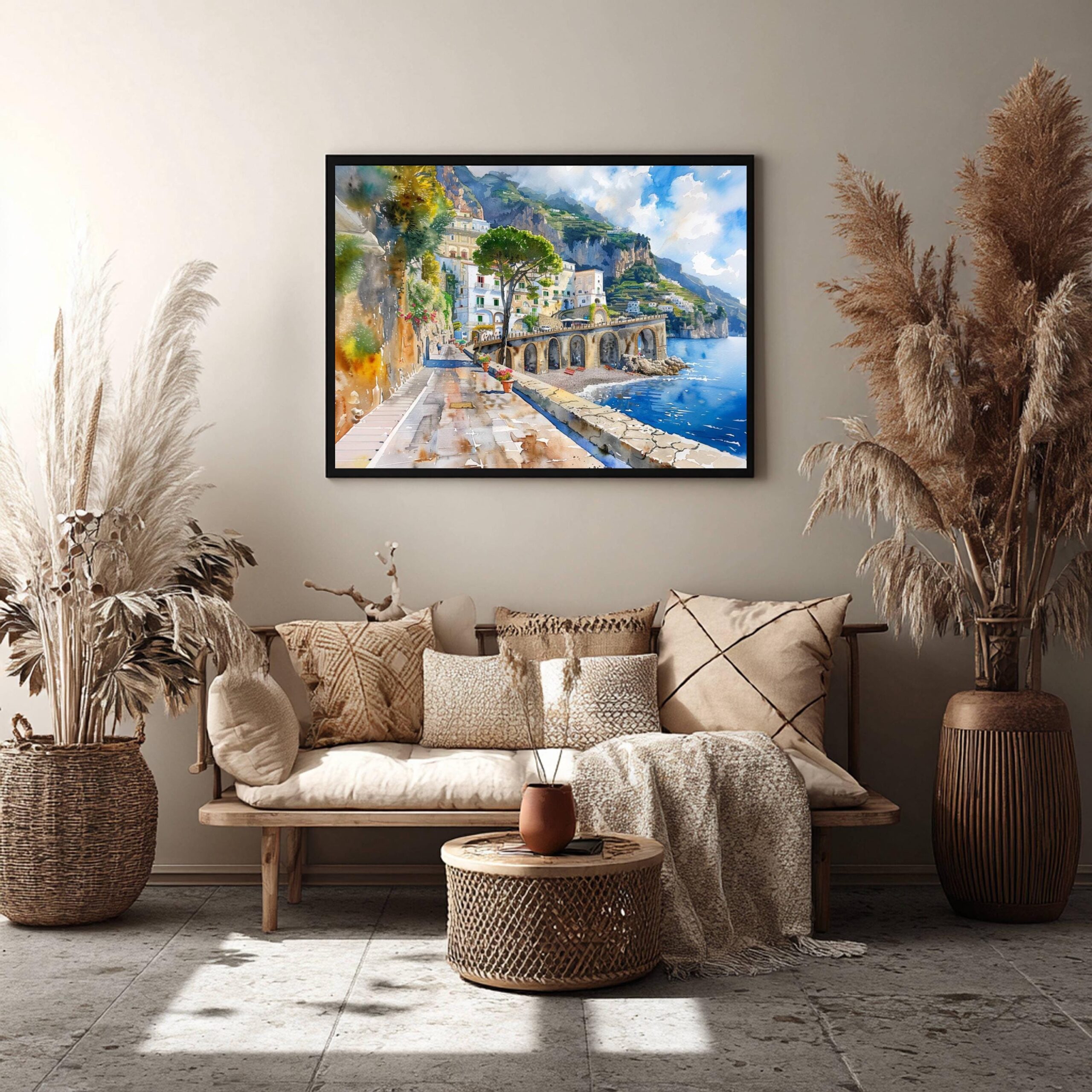 Atrani Amalfi Coast Italy Watercolor Print: Europe Travel Art Poster - Image 10