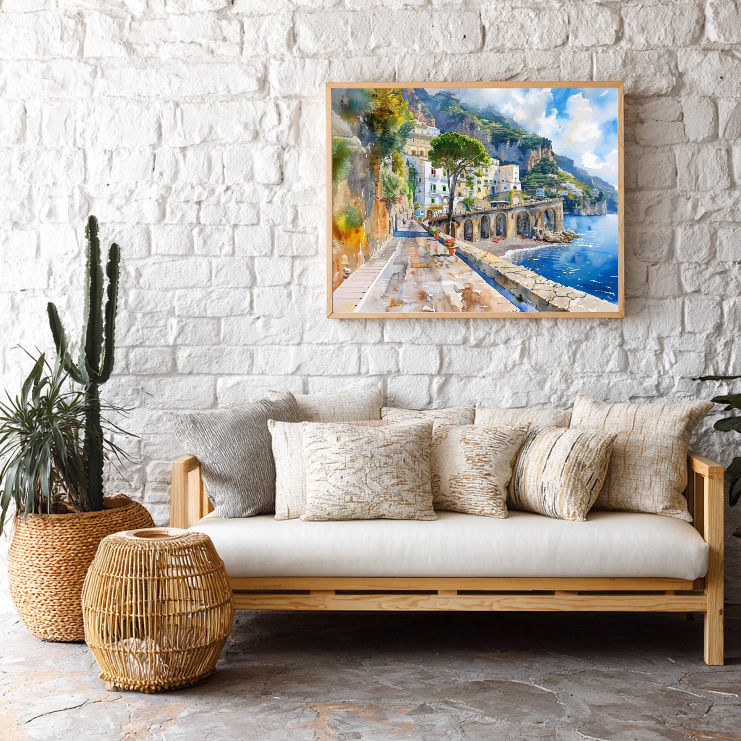 Atrani Amalfi Coast Italy Watercolor Print: Europe Travel Art Poster - Image 8