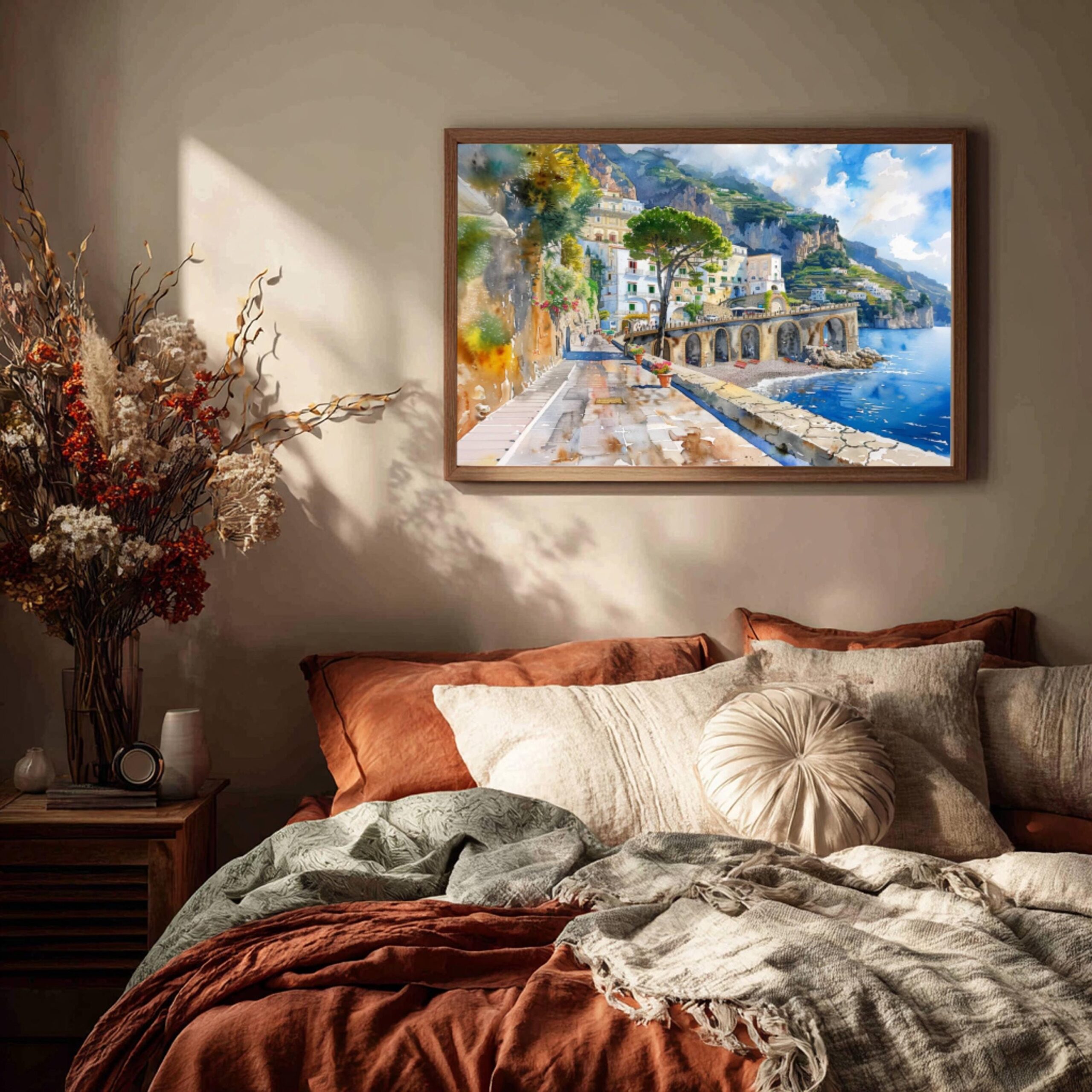 Atrani Amalfi Coast Italy Watercolor Print: Europe Travel Art Poster - Image 4